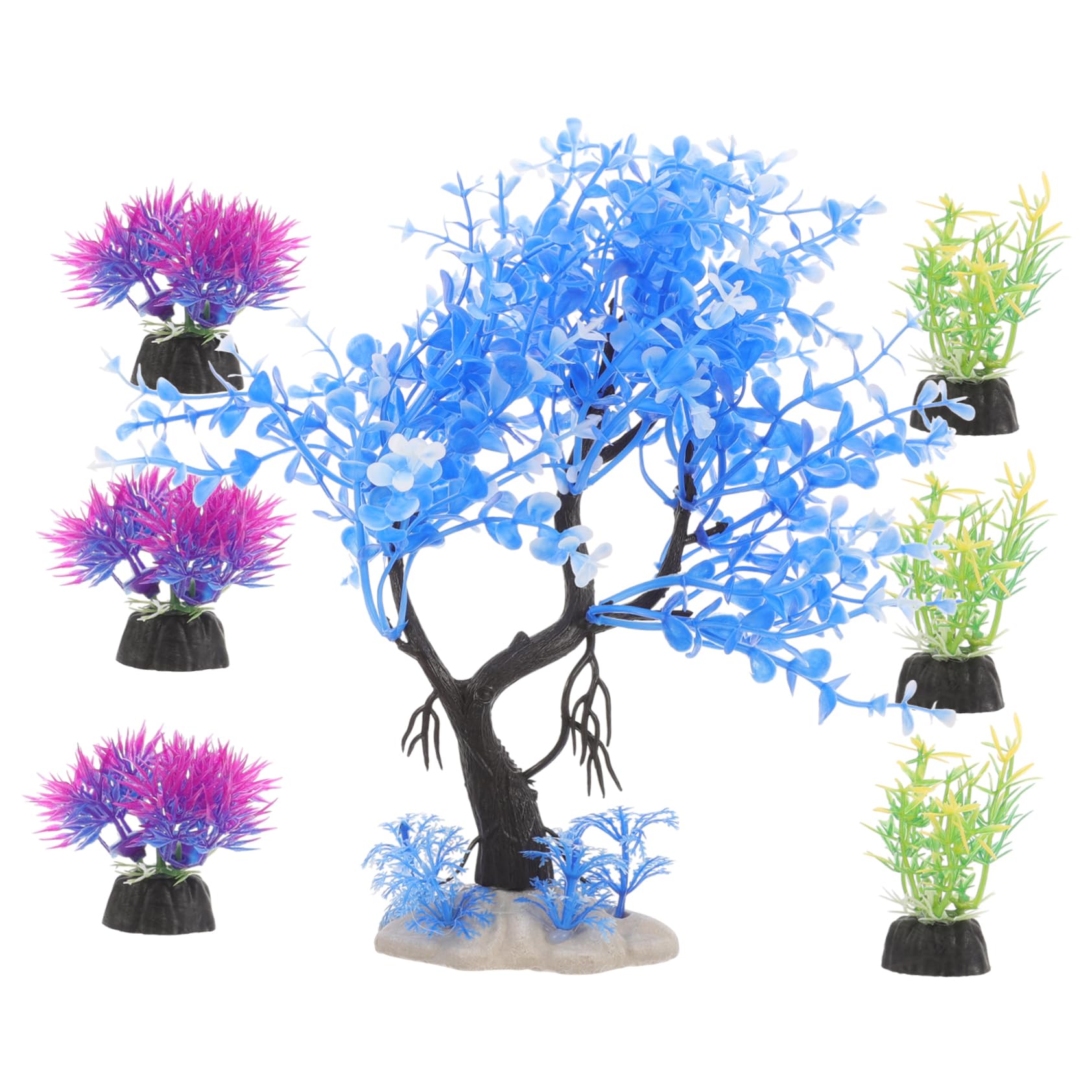 MAGICLULU 3 Set Piante Decorative Artificiali Per Decorazioni Per Serbatoio Accessori Per Combinazione Fittizie Decorazione Resistente Per Rettili 7 Pezzi*3