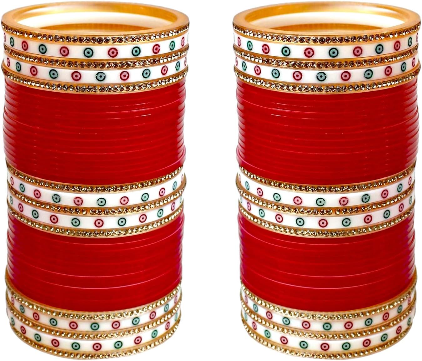 Lucky Jewellery Bridal Bangle Set Red Designer Chura Punjabi Choora Fashion Jewellery Chuda For Women (792-M1C1-LEENA-R)