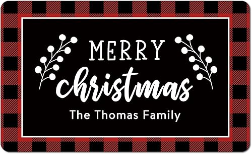 Tapete de Navidad personalizado para puerta de bienvenida al aire libre tapetes de puerta con nombre personalizado tapete de Navidad a cuadros para Tapete de Navidad personalizado para puerta de bienvenida al aire libre tapetes de puerta con nombre personalizado tapete de Navidad a cuadros para