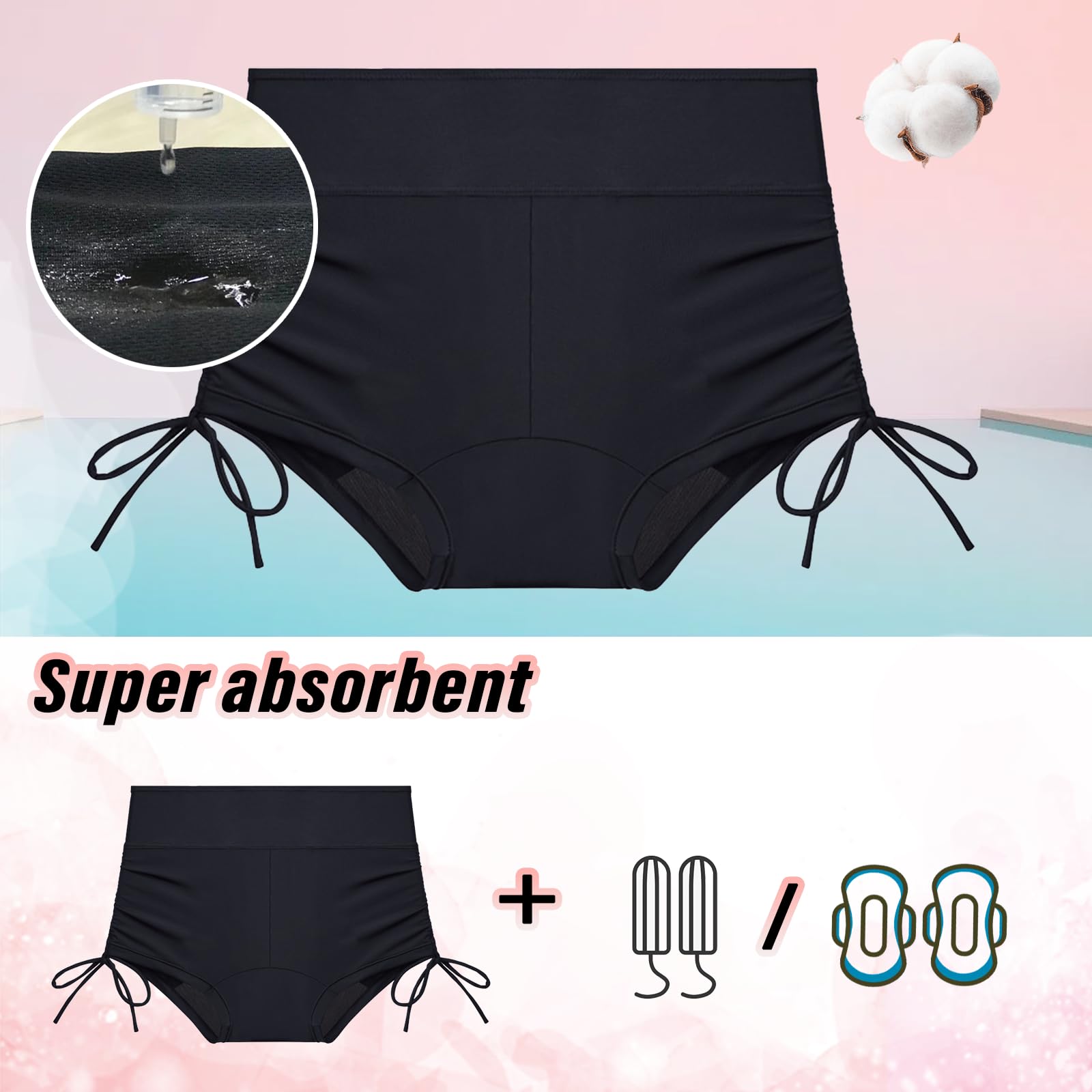 Traje de baño de 4 Capas a Prueba de Fugas para Adolescentes, niñas y Mujeres, Traje de baño de Alta Elasticidad a Prueba de Fugas