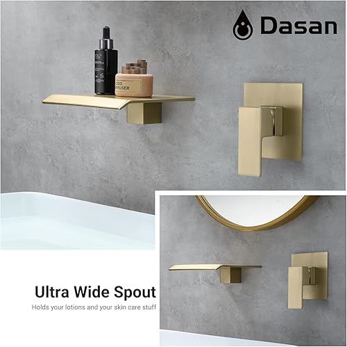 Miniatura 3 de DASAN DA-TFD3BG-NH - Grifo de baño en cascada de montaje en pared, grifo moderno montado en la pared de una sola manija para baño con válvula áspera