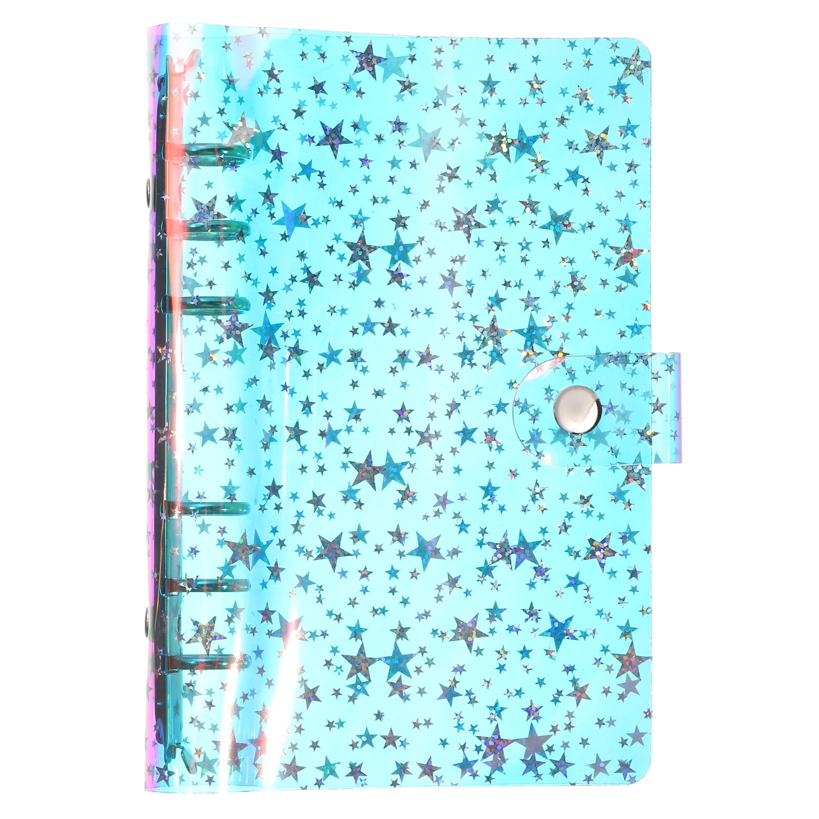PATIKIL A6 Binder Cover, Soft PVC 6-Ring Stars Pattern Refillable Notebook Shell with Snap Button Closure Loose-Leaf Journal Folders for DIY Meeting Notebook, Laser