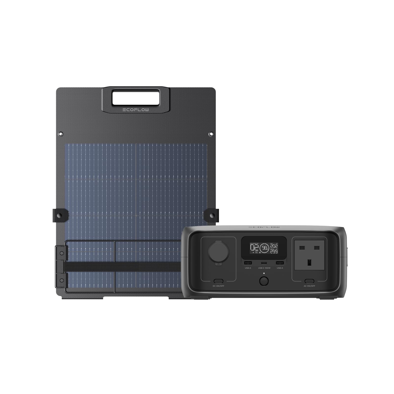 ECOFLOW RIVER 3 Portable Power Station with 110W solar panel, 245Wh LFP battery, up to 600W output, GaN efficiency doubles runtime, <20ms UPS, 30% more compact solar generator for outdoor camping