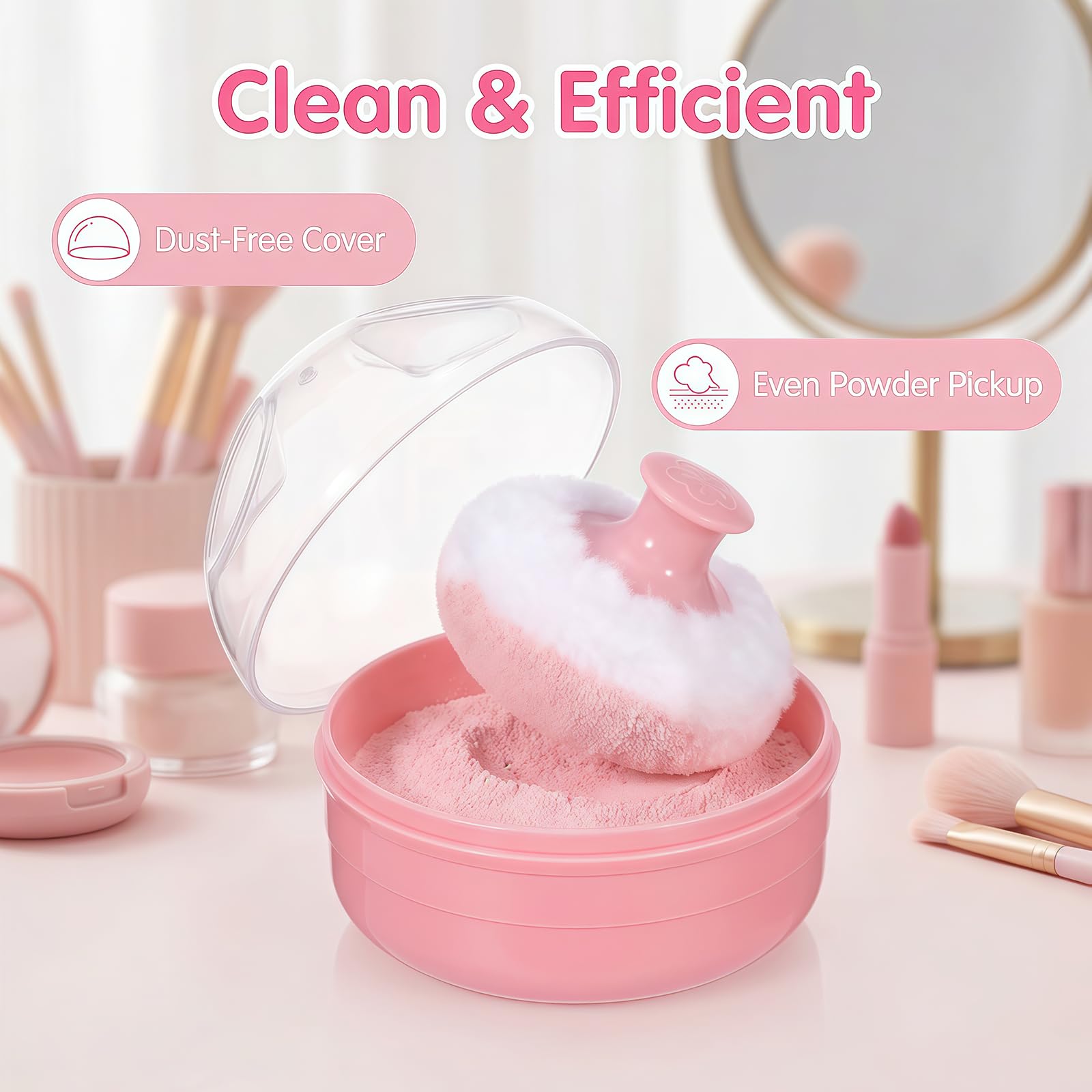 2PCS (blu + rosa) di plastica per la cura della pelle del bambino dopo lo sciolto caso polvere in polvere per il corpo fronte talco contenitore stoccaggio trucco con soffio di spugna morbida
