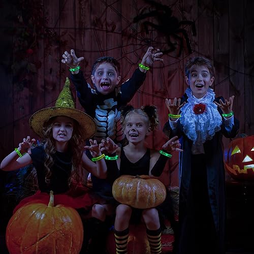 Miniatura 6 de 48 pulseras de silicona luminosas de Halloween, pulseras con patrones de calabaza que brillan en la oscuridad para Halloween, regalos de truco o