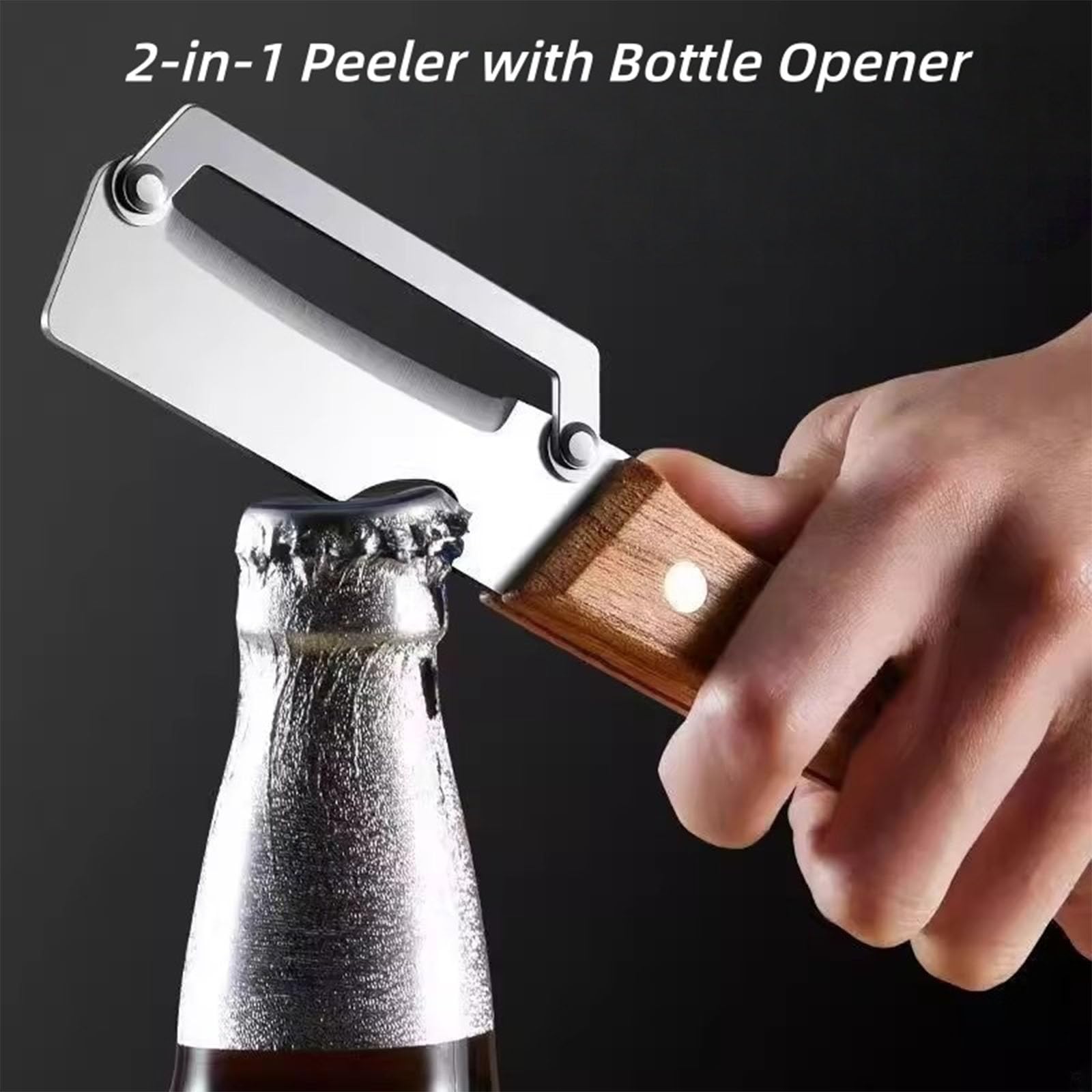 Zero Snag Wooden Peeler, 2-in-1 Multifunctional Stainless Steel Peeler, Potato Fruit Pumpkins Kitchen Peelers with Bottle Opener (2 PCS) - 4