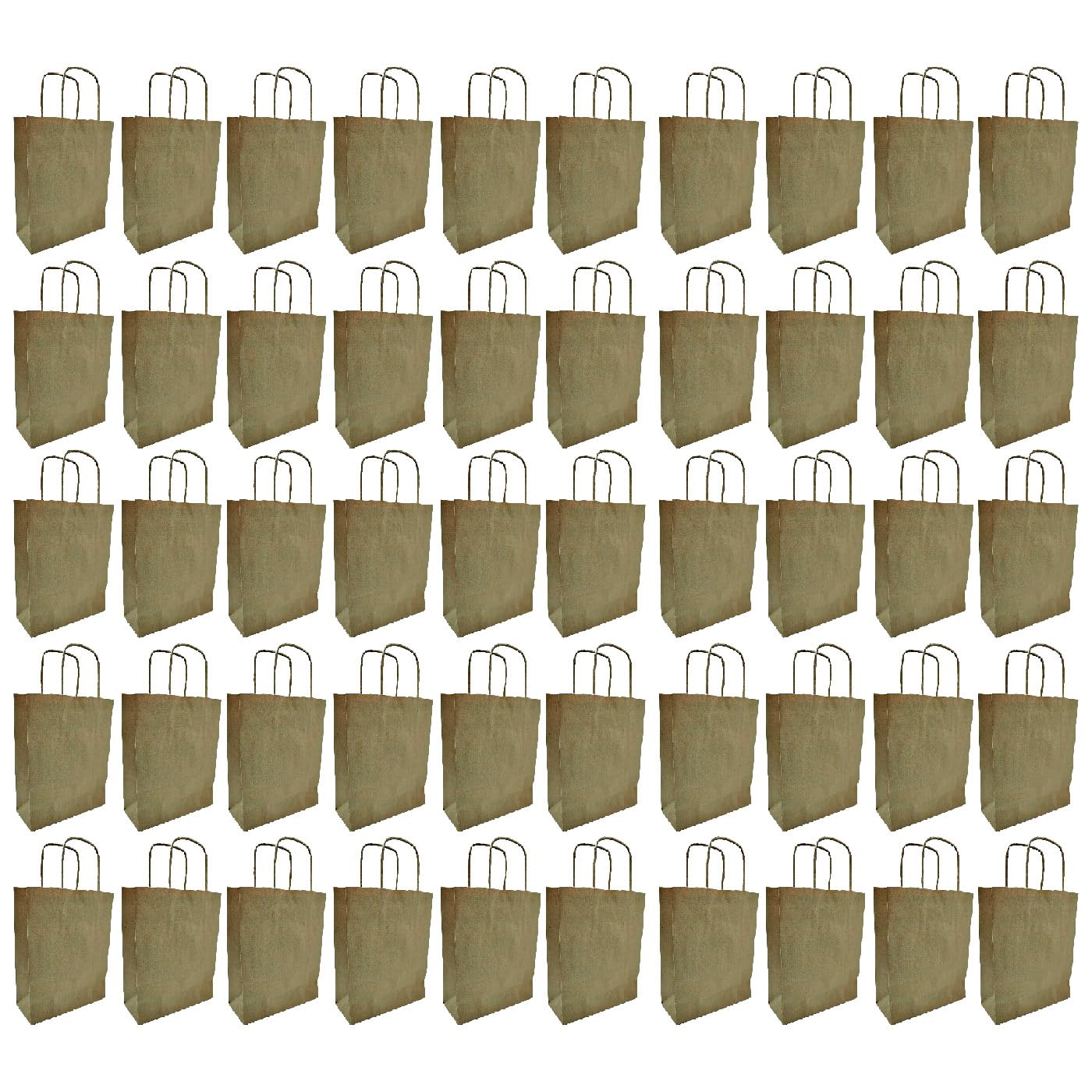 Acan Tradineur - Pack de 50 Bolsas Kraft XL - Fabricados en Papel Kraft - Ideal para Fin de año y año Nuevo - 46 x 40 x 18 cm - Color Natural