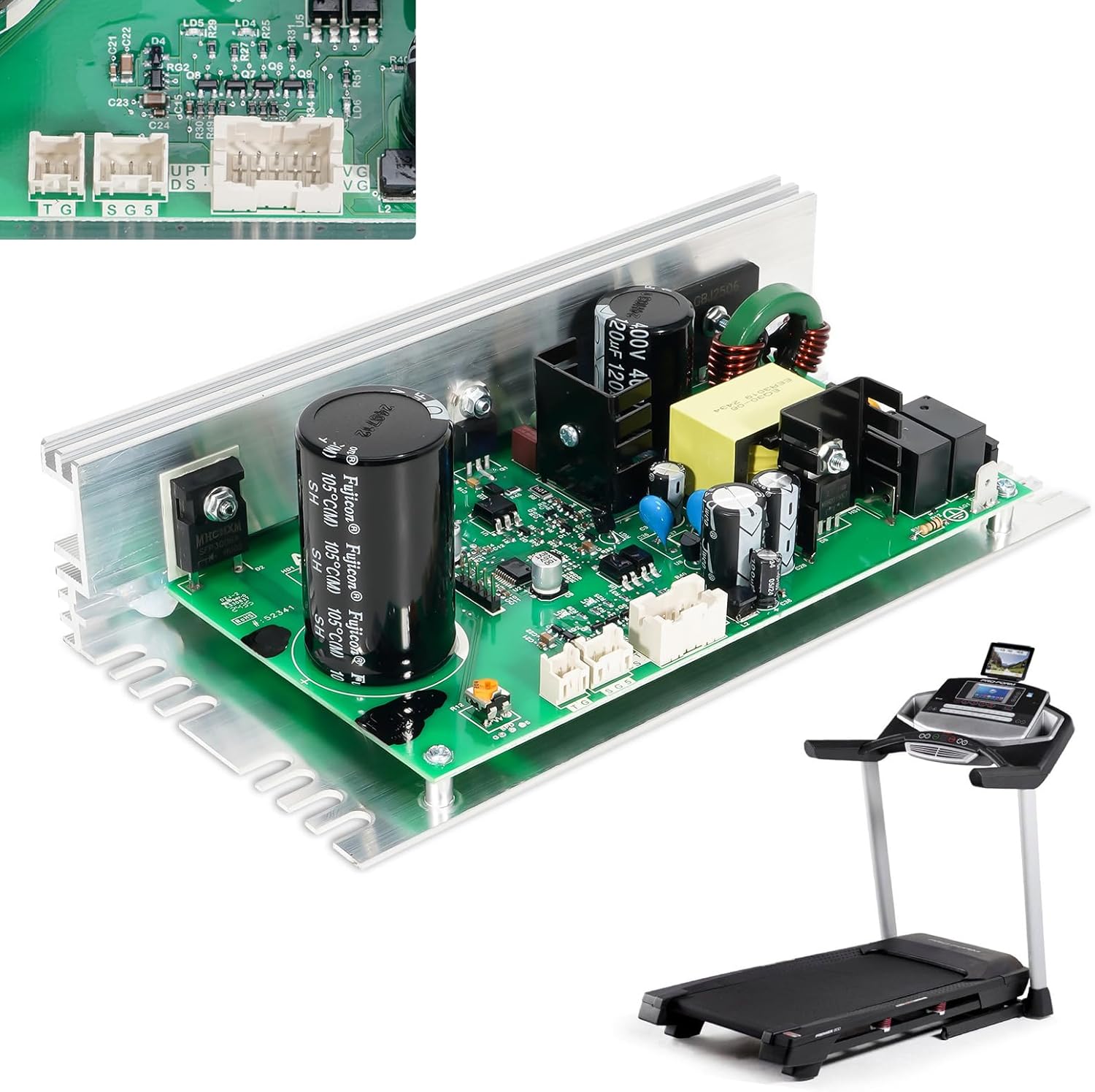 MC1648DLS 406077 Treadmill Control Board Motherboard (White Sockets/New Model/10 Pins), Treadmill Motor Controller Fit for FreeMotion/NordicTrack/Proform Treadmill Replace ZE0824