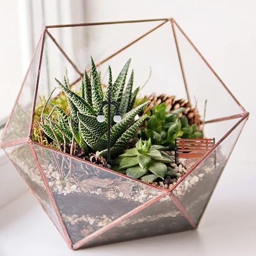 Miniatura 3 de Toyvian 2 juegos de banco de calle miniatura modelo tren ferrocarril lámpara poste casa de muñecas lámpara poste jardín hadas casa de muñecas banco