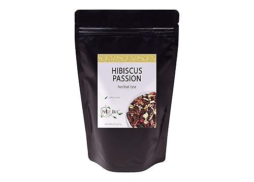 Hibisucs Passion Té de hierbas de hoja suelta, The Spice Hut el primer sorbo de té, 8 onzas