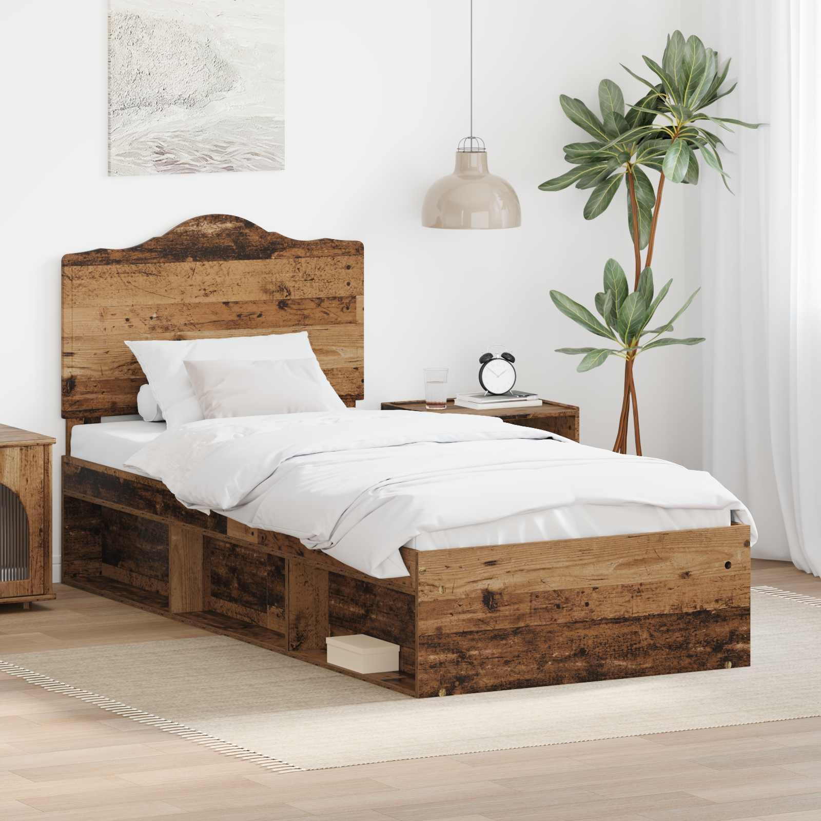 vidaXL Estructura de Cama con cabecera Madera Vieja 90 x 200 cm