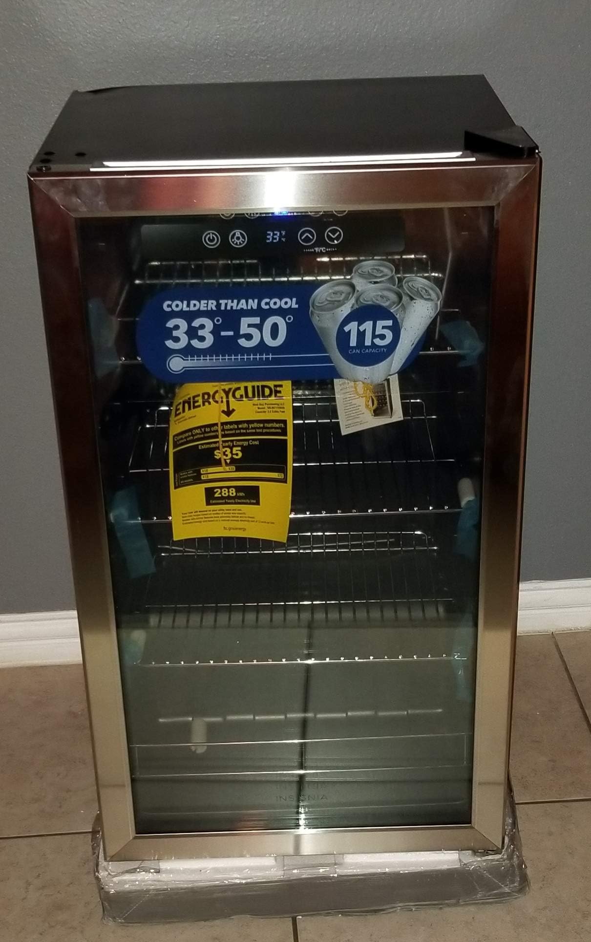 Insignia 115Can Beverage Cooler Stainless steel/black