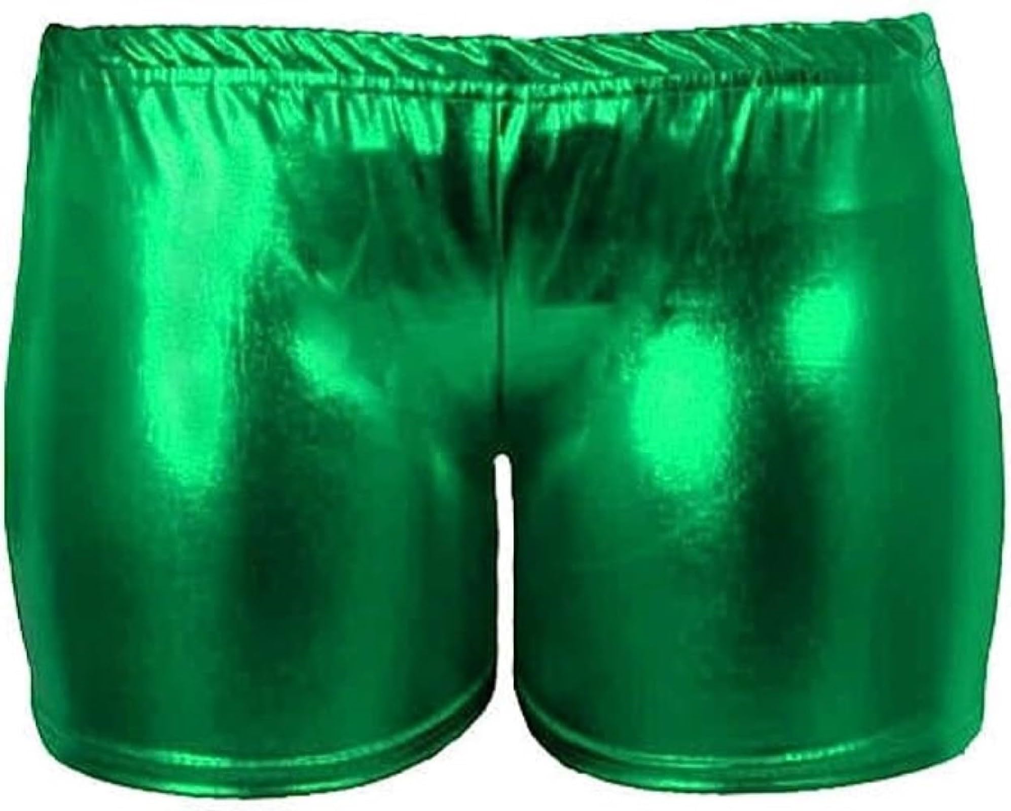 Women's Green ’S Metallic Hot Shorts – Shiny Disco Rave Party Pants, Stretchy Booty Bottoms For Clubwear, Dance, Festival & Night Out Sizes S-Xl (As8, Regular, 2XL)