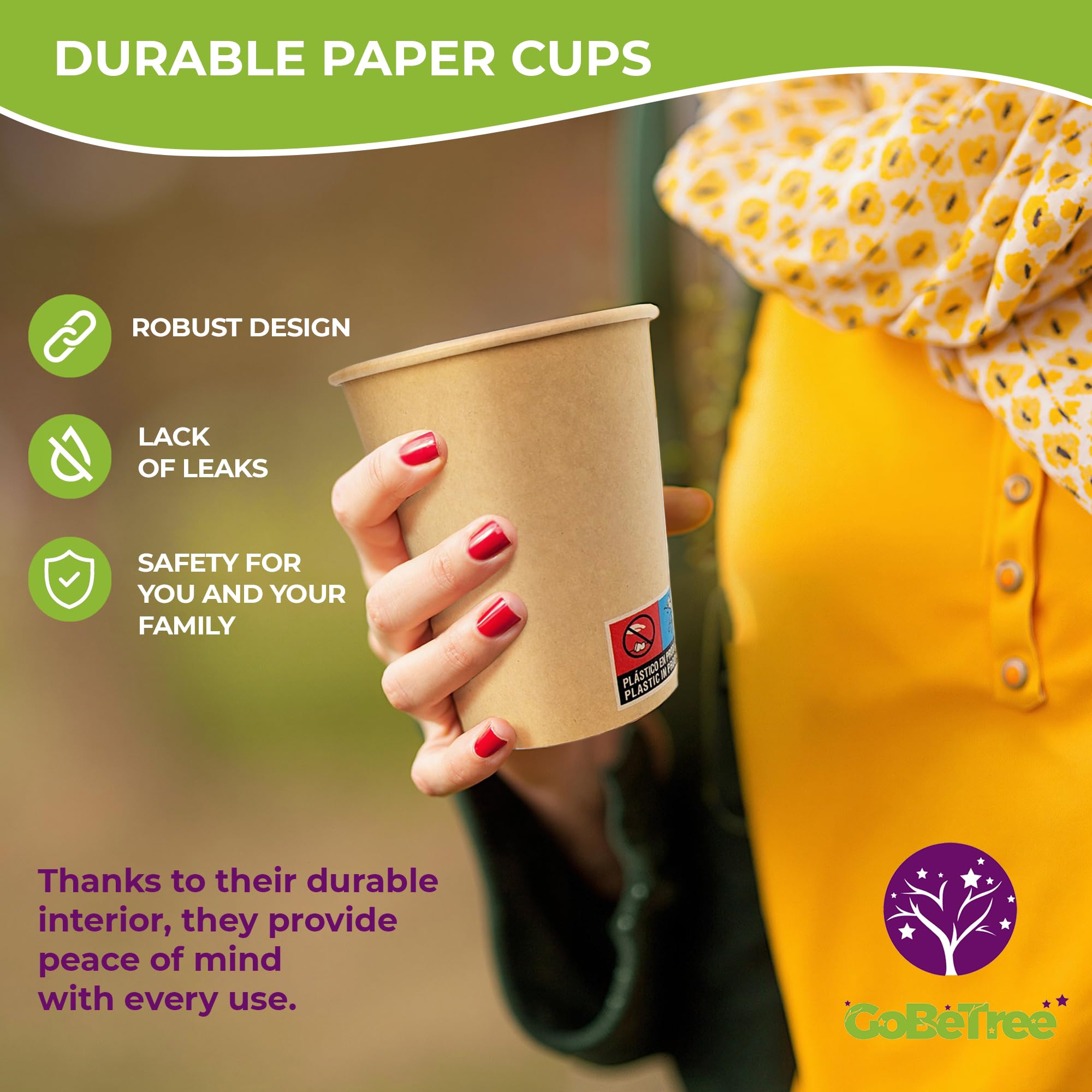 100 kubków papierowych kraft 360 ml / 12 uncji duże kubki do gorących i zimnych napojów odporne na krople kubki do napojów na imprezy, grille i imprezy
