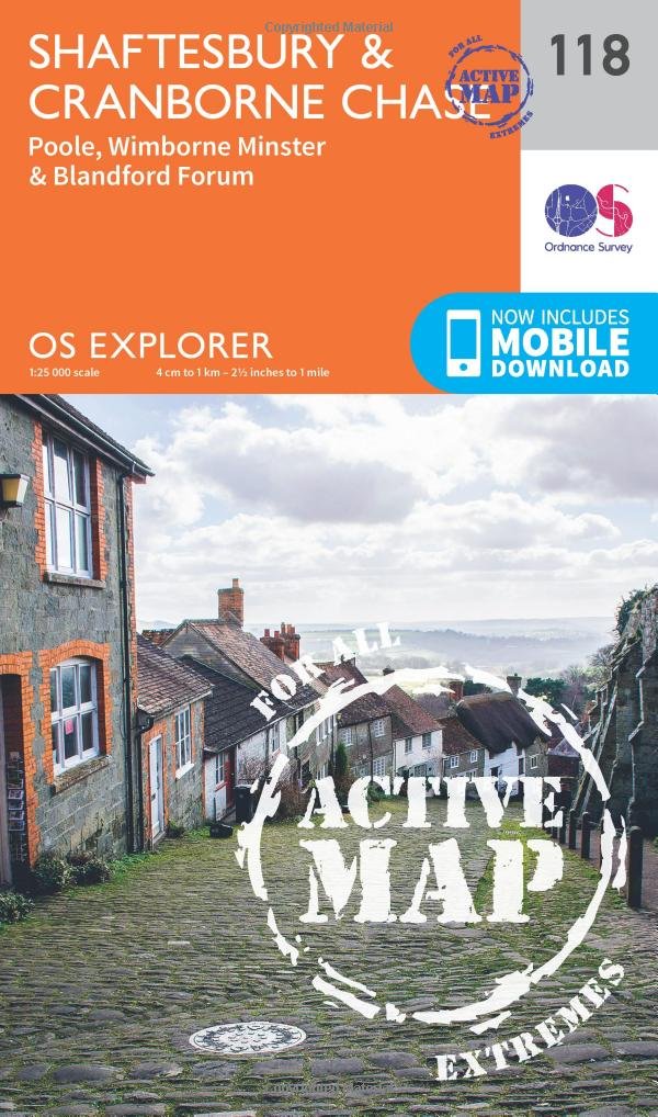 Shaftesbury & Cranborne Chase Map | Weatherproof | Poole, Wimborne Minster & Blandford Forum | Ordnance Survey | OS Explorer Active Map 118 | England | Walks | Hiking | Maps | Adventure