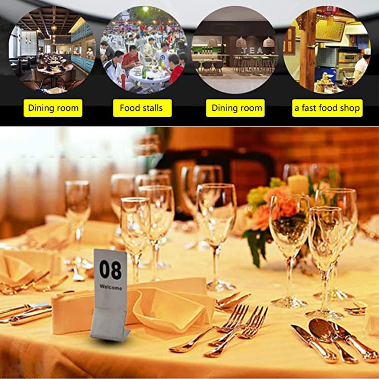 Números de mesa restaurante acero inoxidable, ideales for recepciones rústicas, banquetes, cafeterías y restaurantes(50pcs)