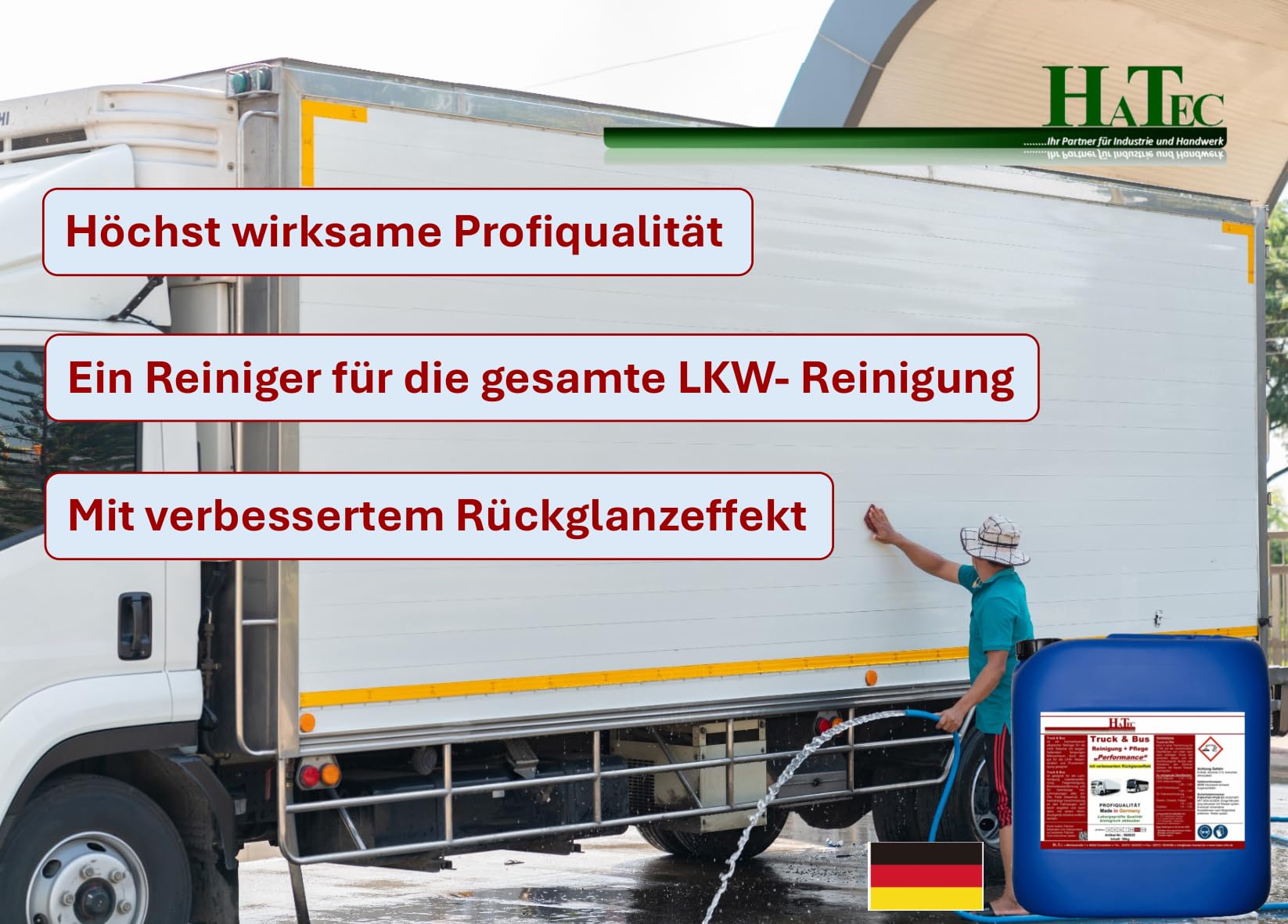 LKW Reiniger, Truck & Bus Reinigung + Pflege "Performance" 25 kg/Kanister mit verbessertem Rückglanzeffekt, Lkw Reiniger, Truck Reiniger, Insektenentferner, Bus Reiniger, Innenraumreiniger