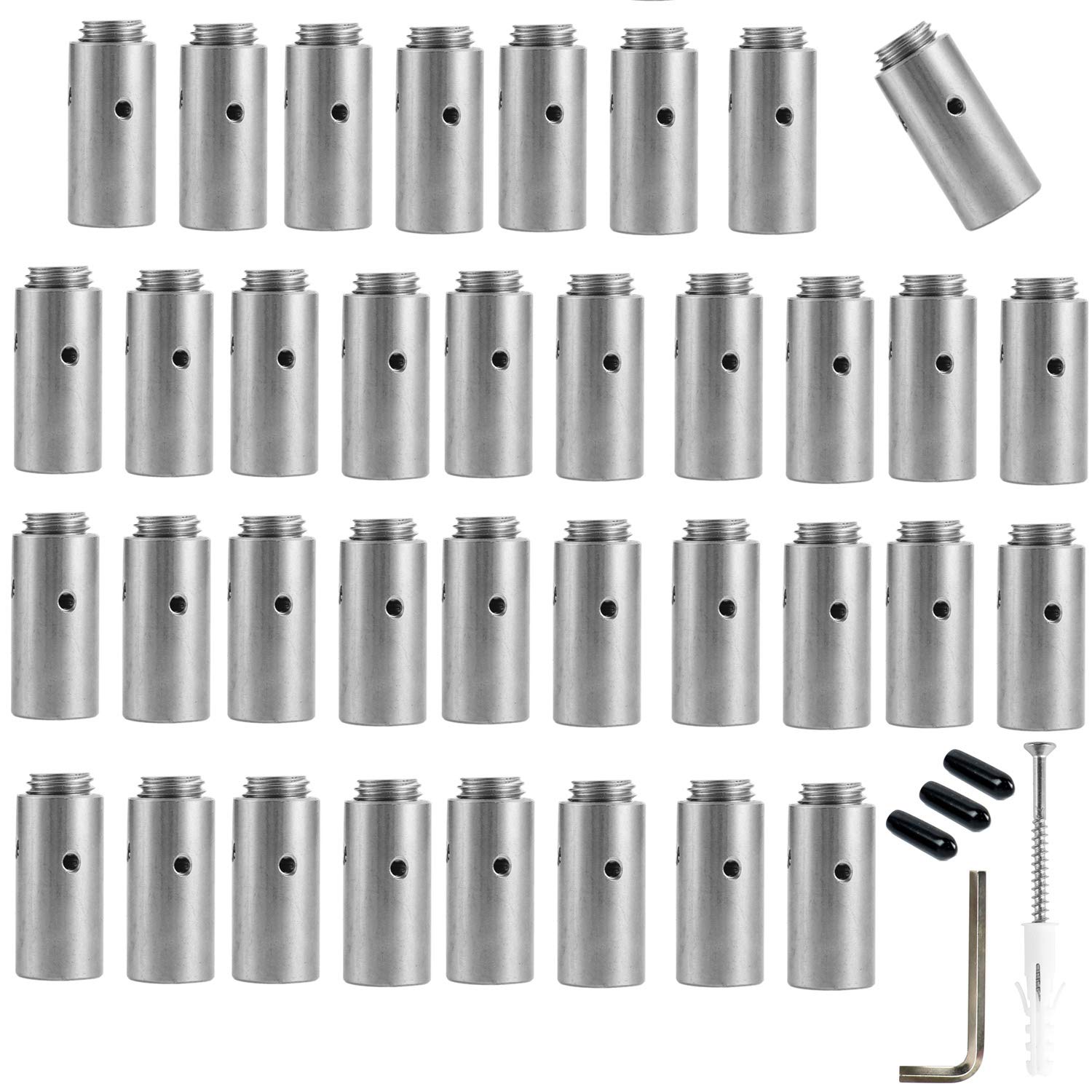 36 Pcs Wire Trellis Kits for Climbing Plants, Vines and Green Wall, for 1/8" Wire Rope Cable, Non Tensioned Kit for Brick Wall, Fence Panels, Wood & Siding