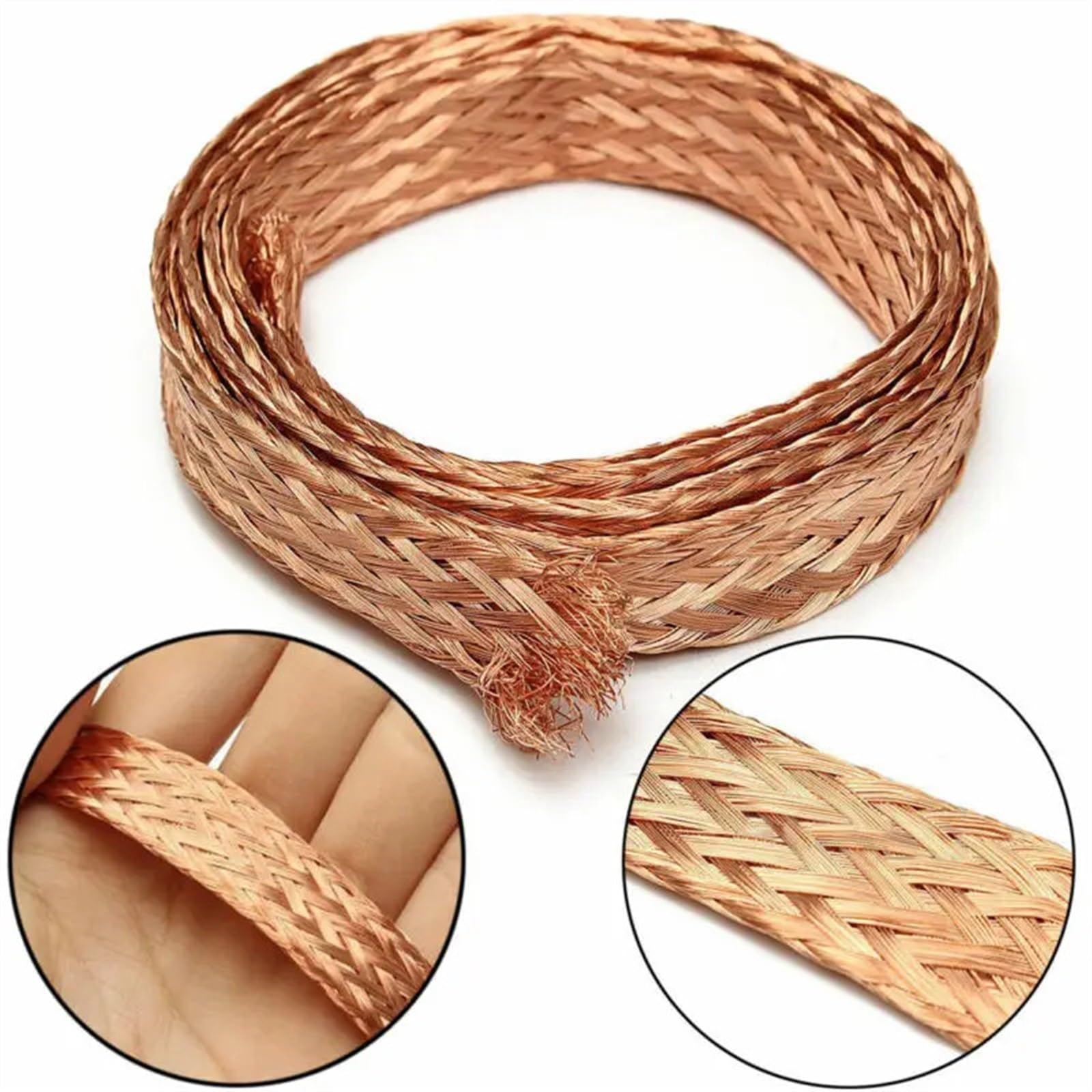 TYNXK Kabel Sleeve 1/5M breed 4-25mm vertind koper plated gevlochten mouw uitbreidbaar staaldraad kabel geleidingsvermogen, audio, luidspreker metalen schede Cord Protector Wire (puur koper, WIDTH