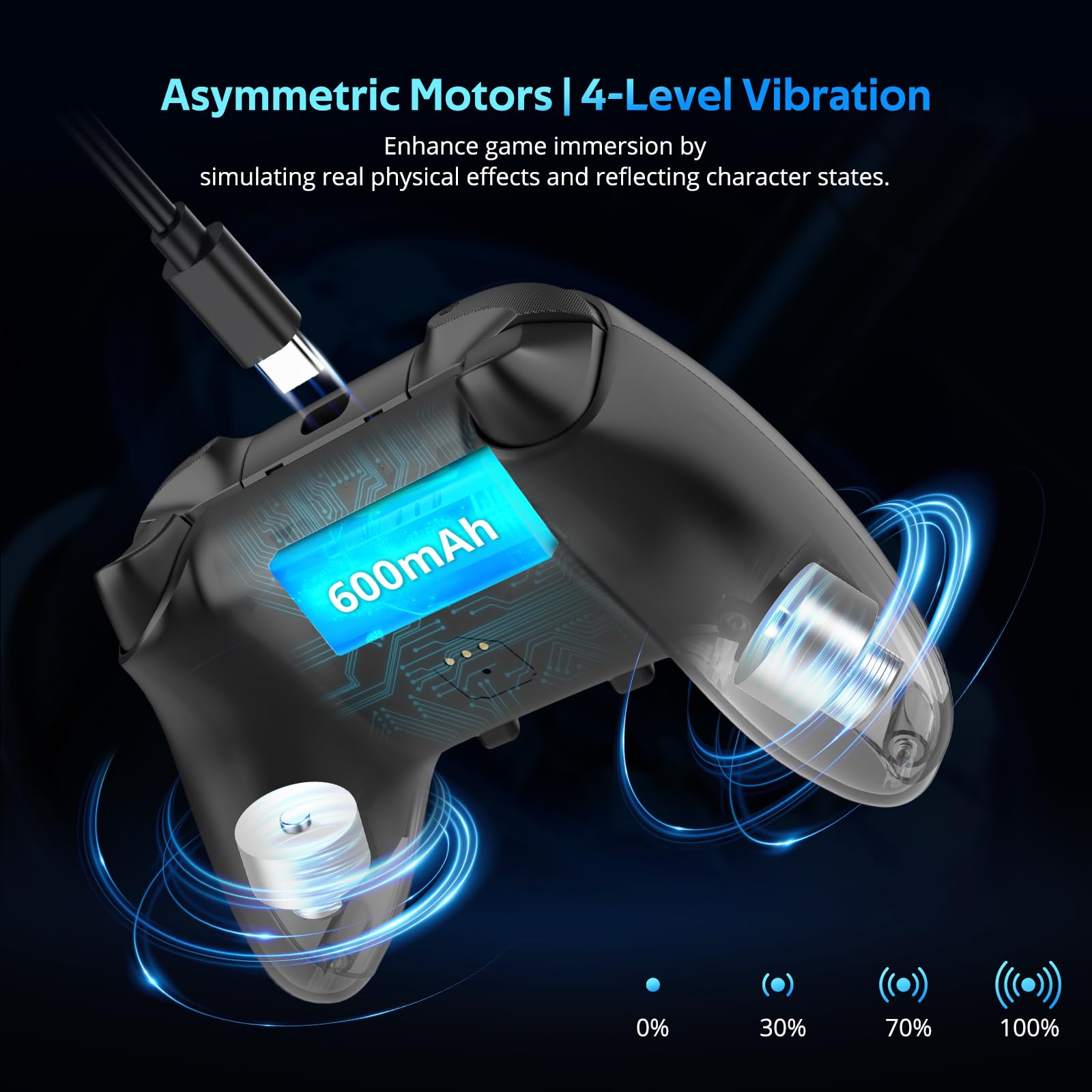 Controlador C8 para PC – Dongle Bluetooth inalámbrico – Joystick con efecto Hall e iluminación RGB – Botón macro de 1000 Hz – Doble vibración – Controlador de juegos para PC con Windows, Android, Swit