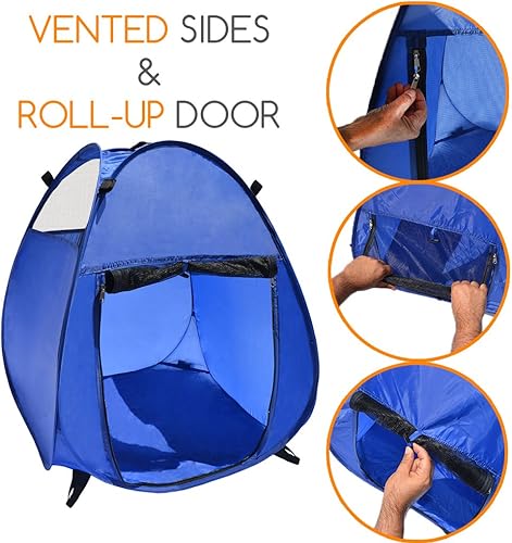 Miniatura 8 de MYDEAL PRODUCTS Casa desplegable para mascotas en una bolsa para corral portátil o tienda de campaña de perrera con 3 ventanas de red y puerta con