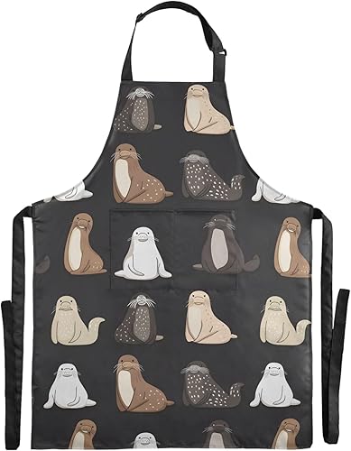 MNSRUU Delantal de cocina amarillo con diseño de abeja de gnomo para mujeres y hombres con bolsillos