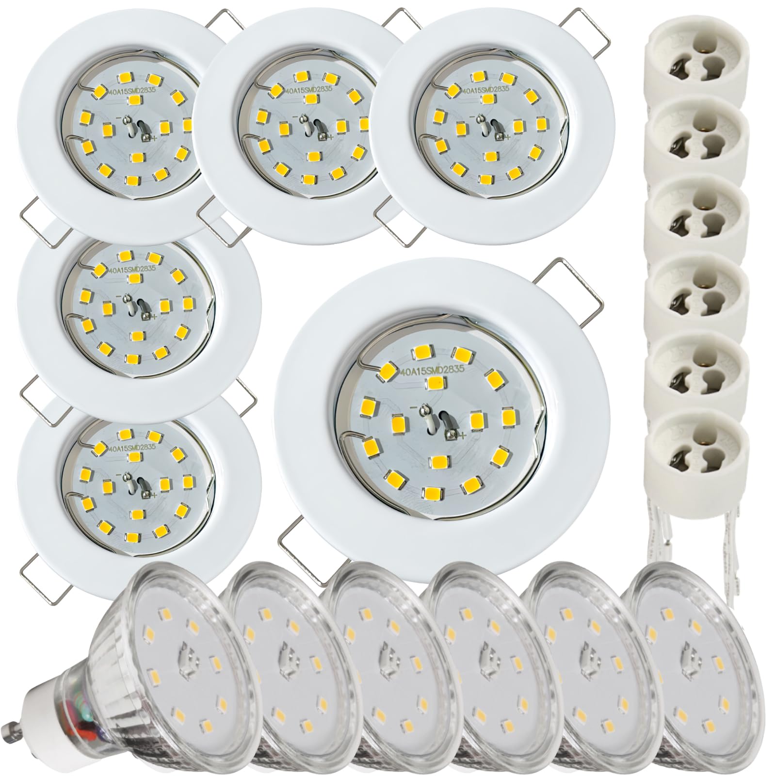 6 Stück LED Einbaustrahler Lotta 230V 5W SMD Neutralweiß 4000K | IP20 | Farbe: Weiß | Kompakte Einbauleuchte | Moderner Deckenspot für Wohnbereich & Flur
