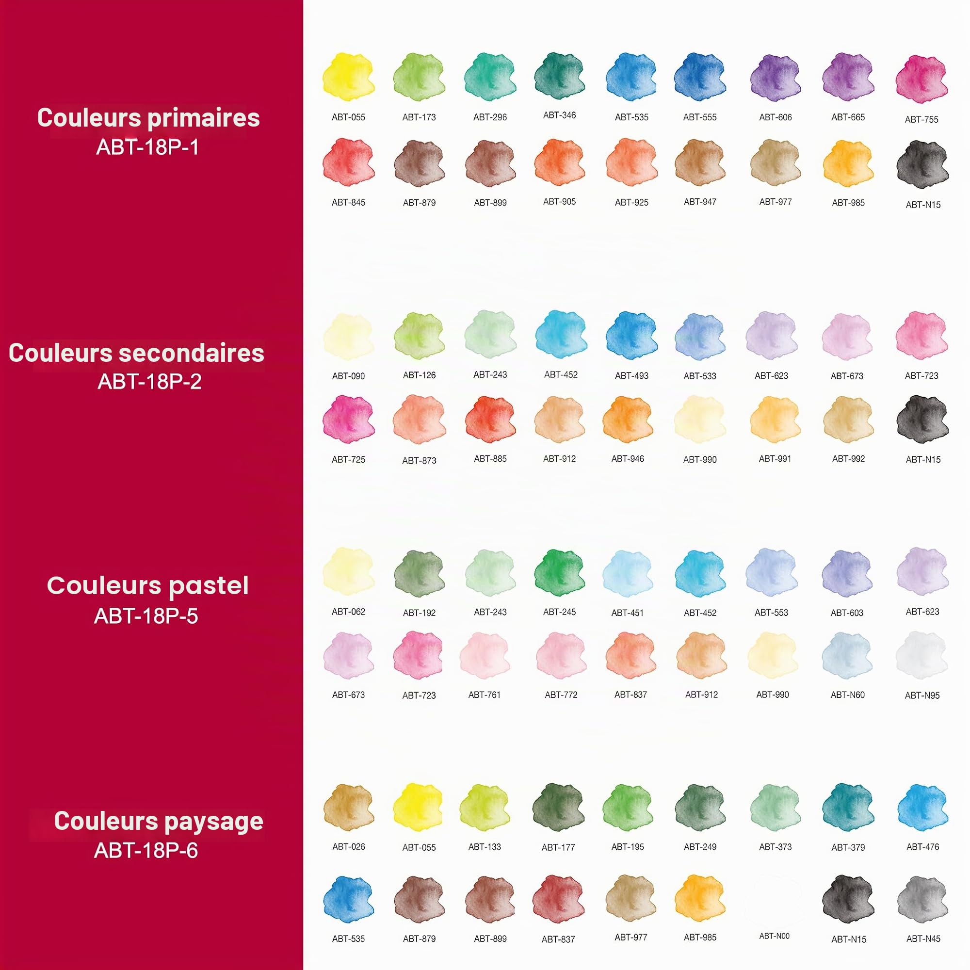 Tombow ABT-18P-3 Lot de 18 Feutres pinceau à 2 pointes, couleurs terre, étui