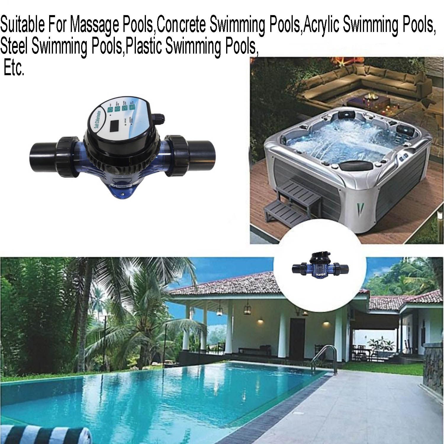 Purificador de Piscina por electrólisis Natural Ajustable. Olvídate del Cloro Manual: mantén el Agua cristalina Todo el año, Tanto en Interiores como en Exteriores. 2g