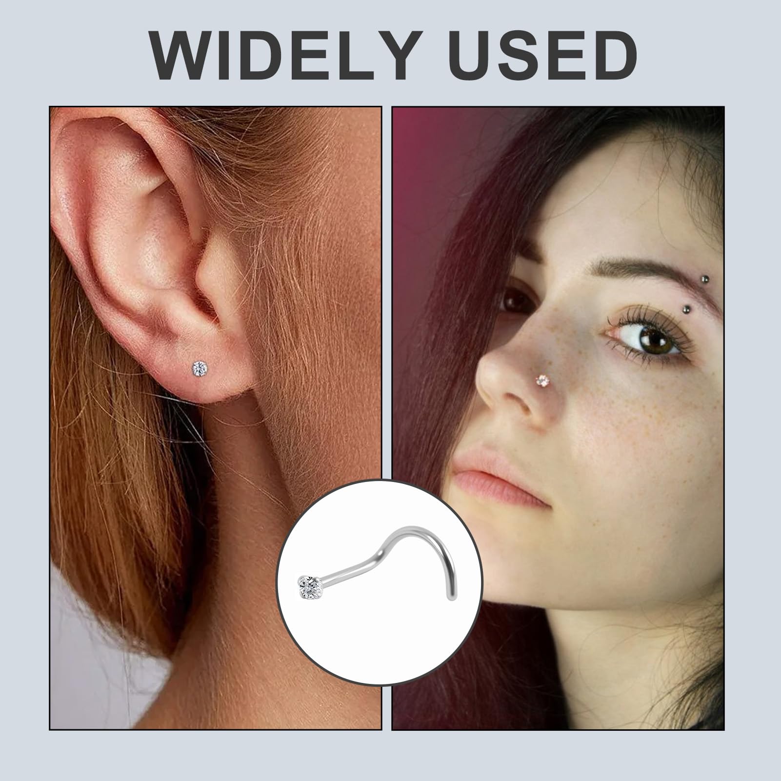 8 szt. złącze do nosa 316L, kolczyk do nosa, w kształcie litery L, stal nierdzewna, małe złącze nosa, do przegrody / nozdrza, piercingu nosa, dla kobiet i mężczyzn