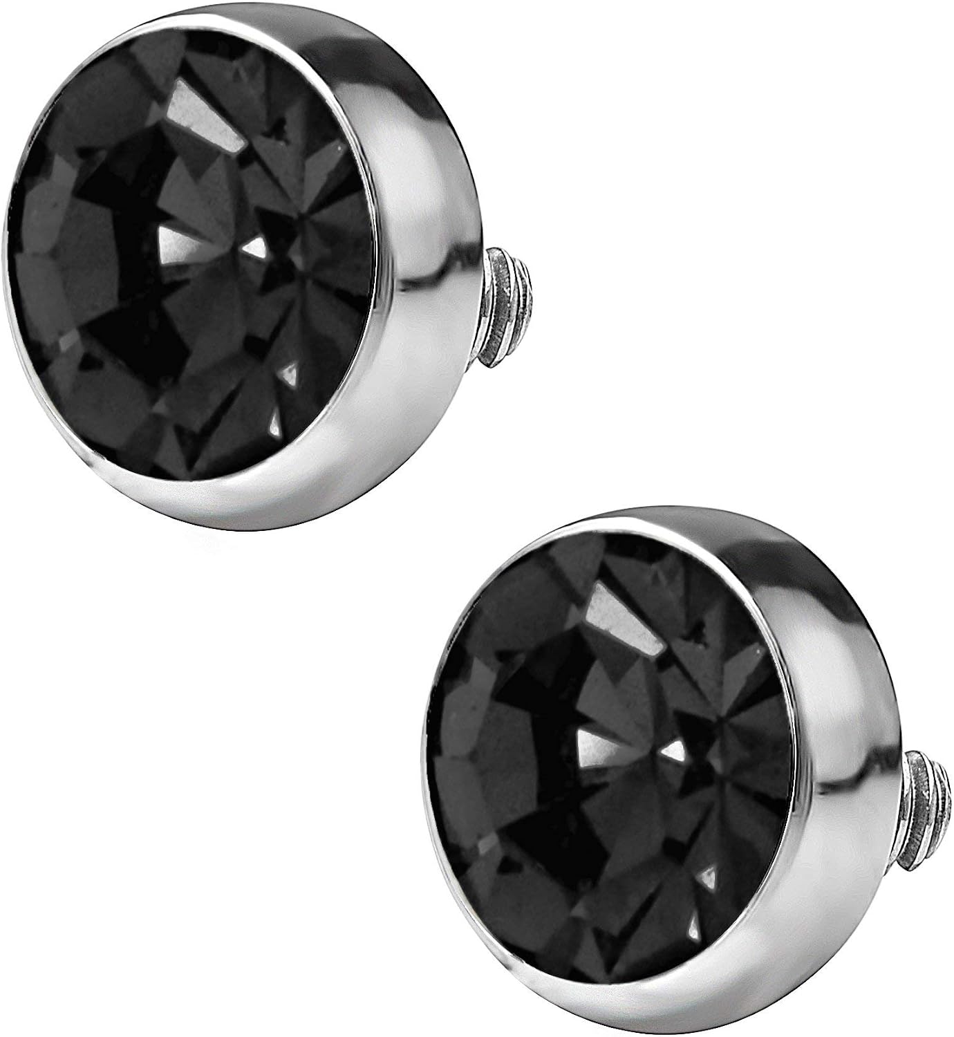 Forbidden Body Jewelry Dermal Piercing Kit - 14G Surgical Steel Flat CZ Dermal Tops and 2-Hole/4-Hole Grade 23 Titanium Bases