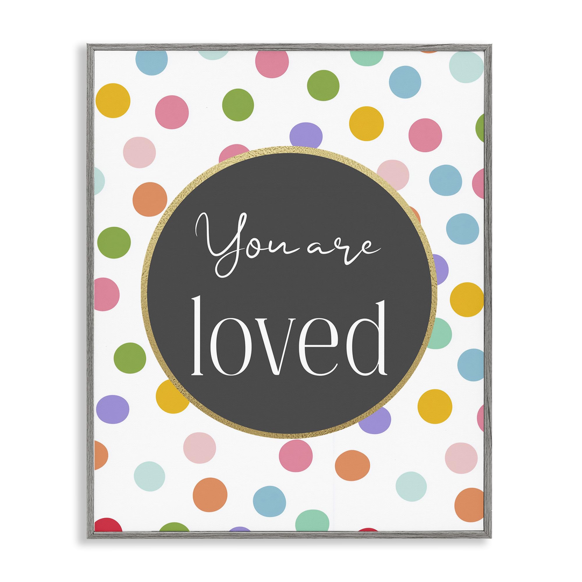 Stupell Industries Farmhouse Gray (Textured) You Are Loved Polka Dots Nursery, 24 X 30 Inch Framed Giclée Print