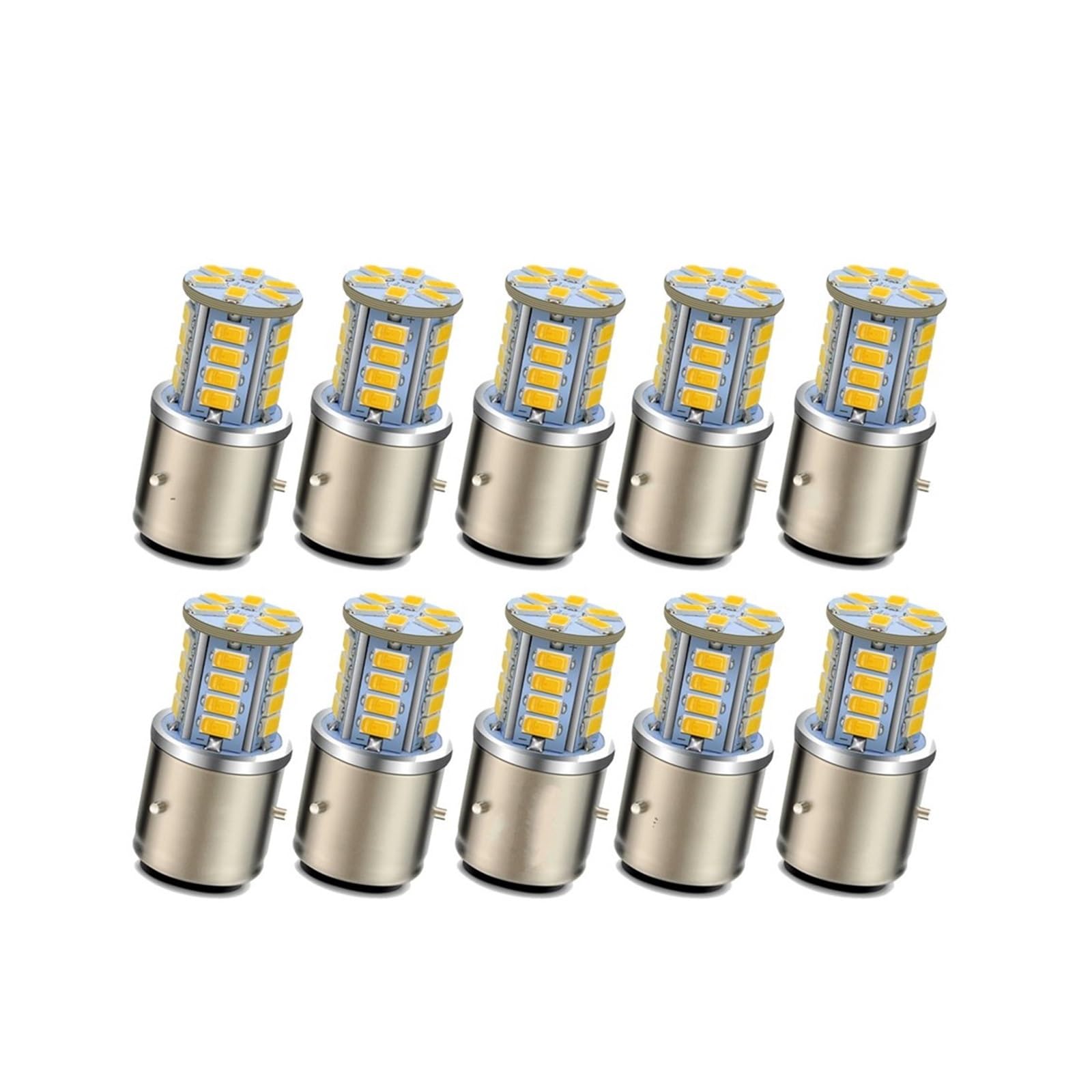 Moto Phare Projecteur Ampoule Phare LED BA21D pour Moto Cyclomoteur Scooter 5730SMD CC 6-30V 12V 24V Jaune Citron Feux Croisement/Route Phare Moto LED(10Piece)