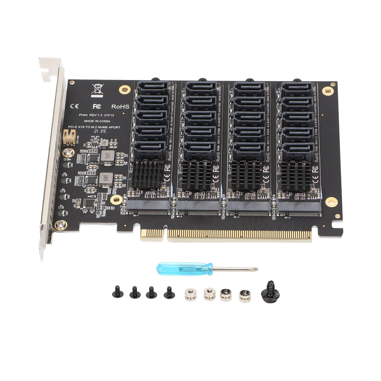 Karta Rozszerzeń PCIe X16, Karta Rozszerzająca JMB585 PCIe na 6G, Karta Rozszerzeń Kontrolera Hosta Dysków PCIe X16 4, Karta Adaptera PCIe NVME