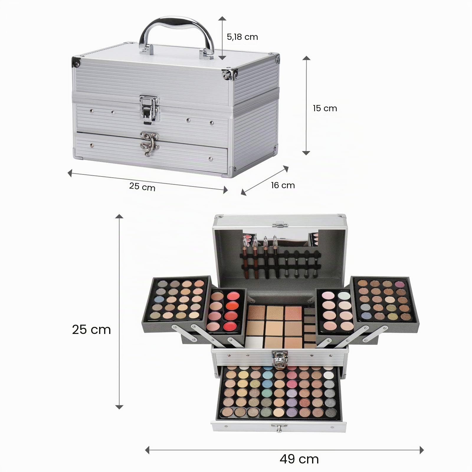 Pure Vie Professionelle 132 Farben Lidschatten Concealer Rouge und Lipgloss Palette Makeup Kit - Ideal für Sowohl den Professionellen als auch Persönlichen Gebrauch