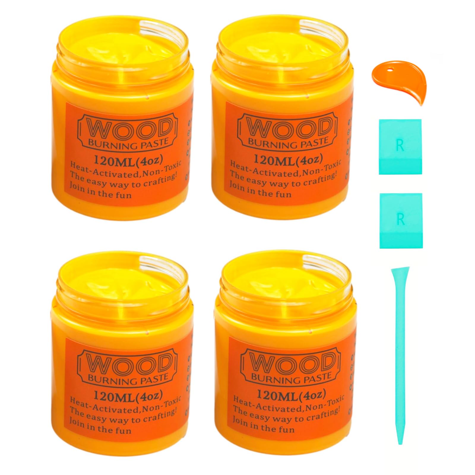 DGAGA 4 Wood Burning Paste Wood Burning Gel for Heat Gun Heat Activated Paste for Craft Chalk Paste for Wood Burning Etching Marker Stencil Wood Working Tools and Accessories on Wood,Canvas,Denim 4OZ