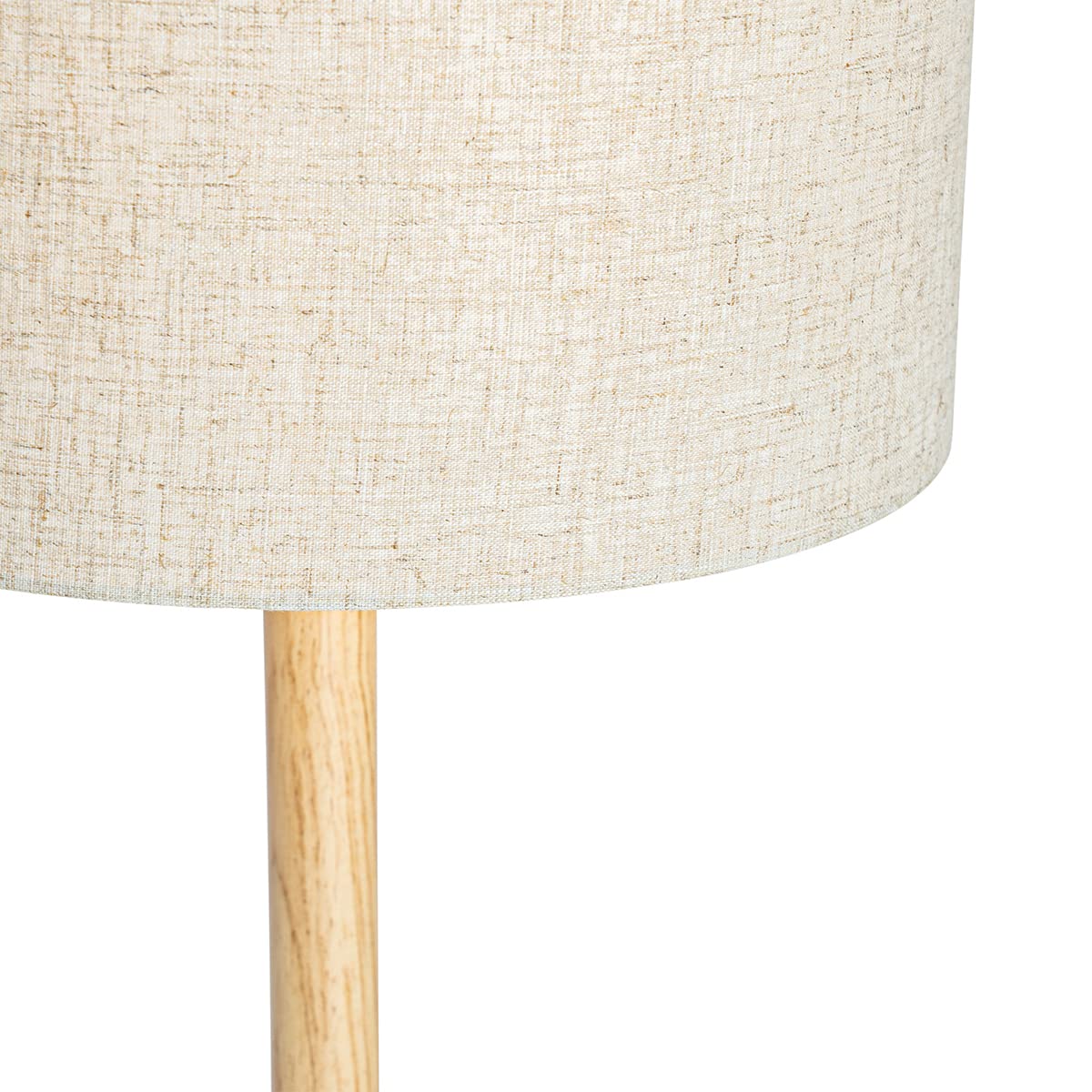 Qazqa rústico Lámpara de pie rural madera pantalla lino beige 32 cm - Mels/Lino Redonda Adecuado para LED Max. 1 x 40 Watt