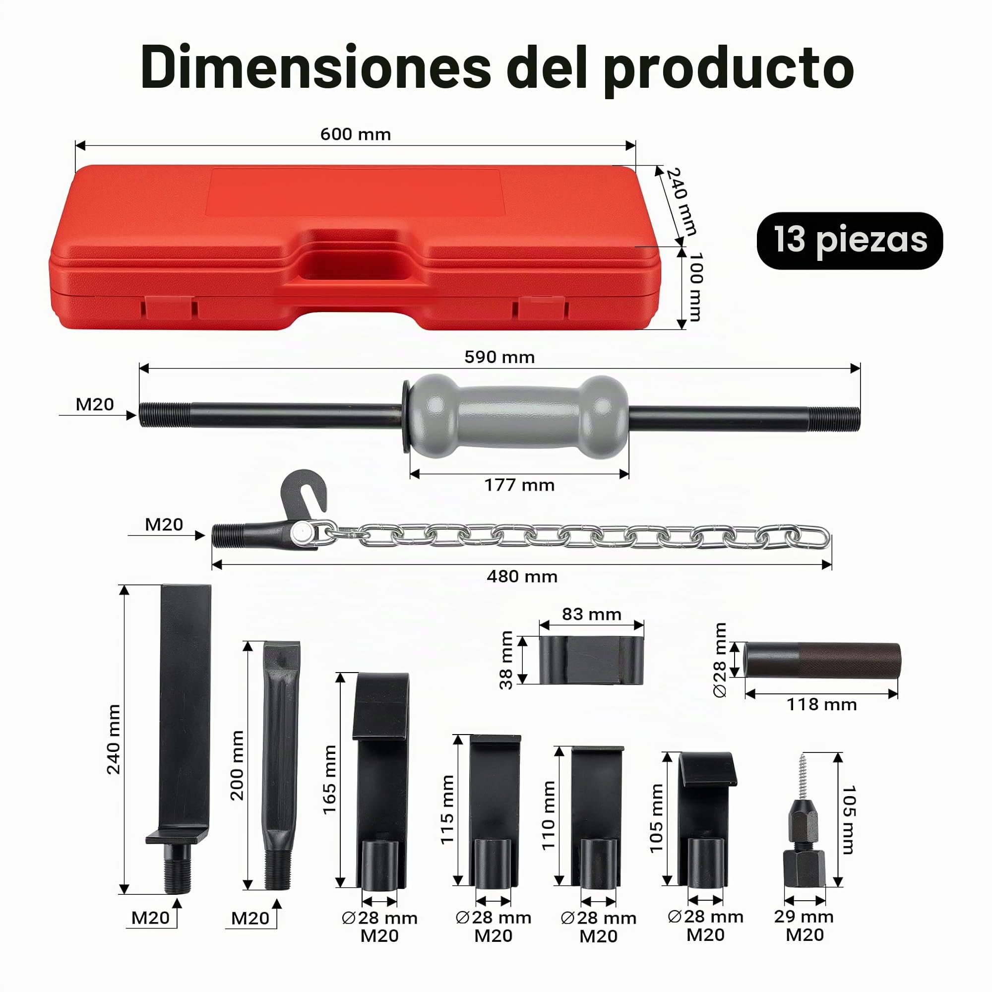 Juego de herramientas de reparación de abolladuras 11 piezas con martillo eliminar abolladuras