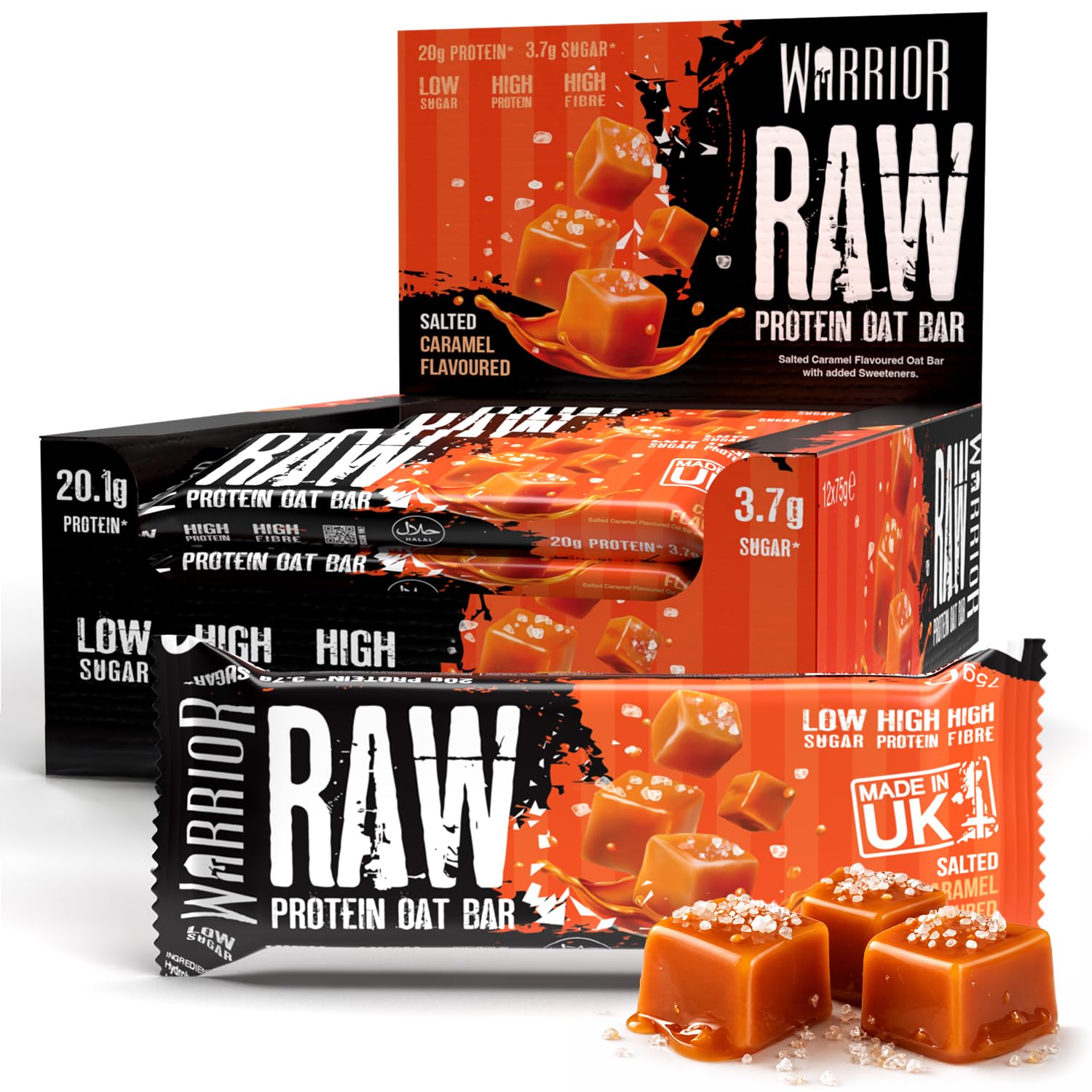 Warrior RAW Protein Bars 12 x 75g – 20g High Protein Bar, Low Sugar High Fibre Oat Protein Flapjack – Protein Snacks, Meal Replacement Bars (Chocolate Brownie) — view 41