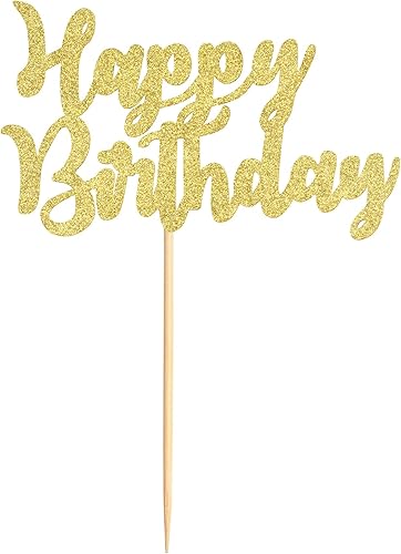 Miniatura 9 de DGC-2021-50-Gold - 25 decoraciones para cupcakes con purpurina dorada para cumpleaños temáticos de cumpleaños, decoración de fiesta de cumpleaños,