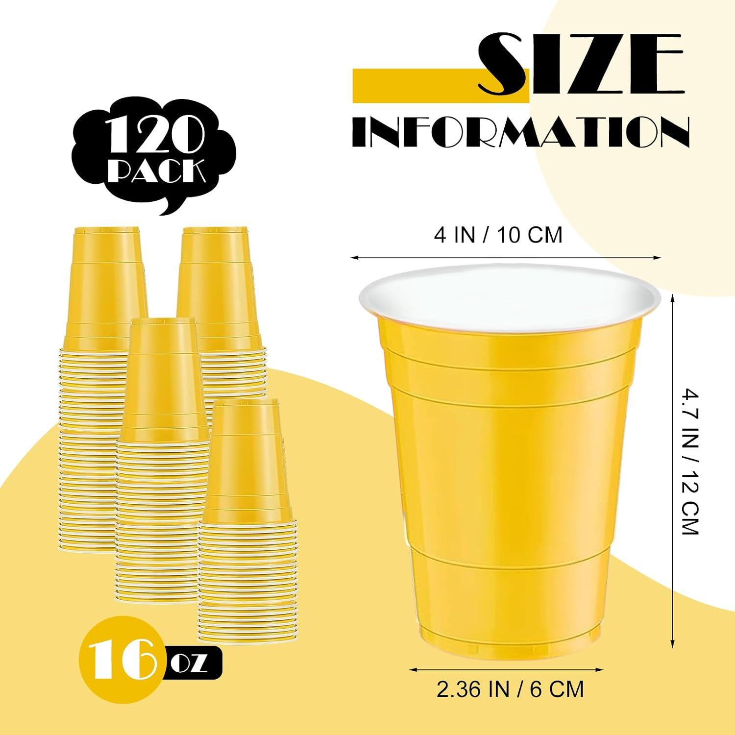 120 pcs 16 oz Yellow plastic cups Thanksgiving plastic Disposable cups yellow Party Cups for drinking Tastings served Snacks Barbecues Picnics