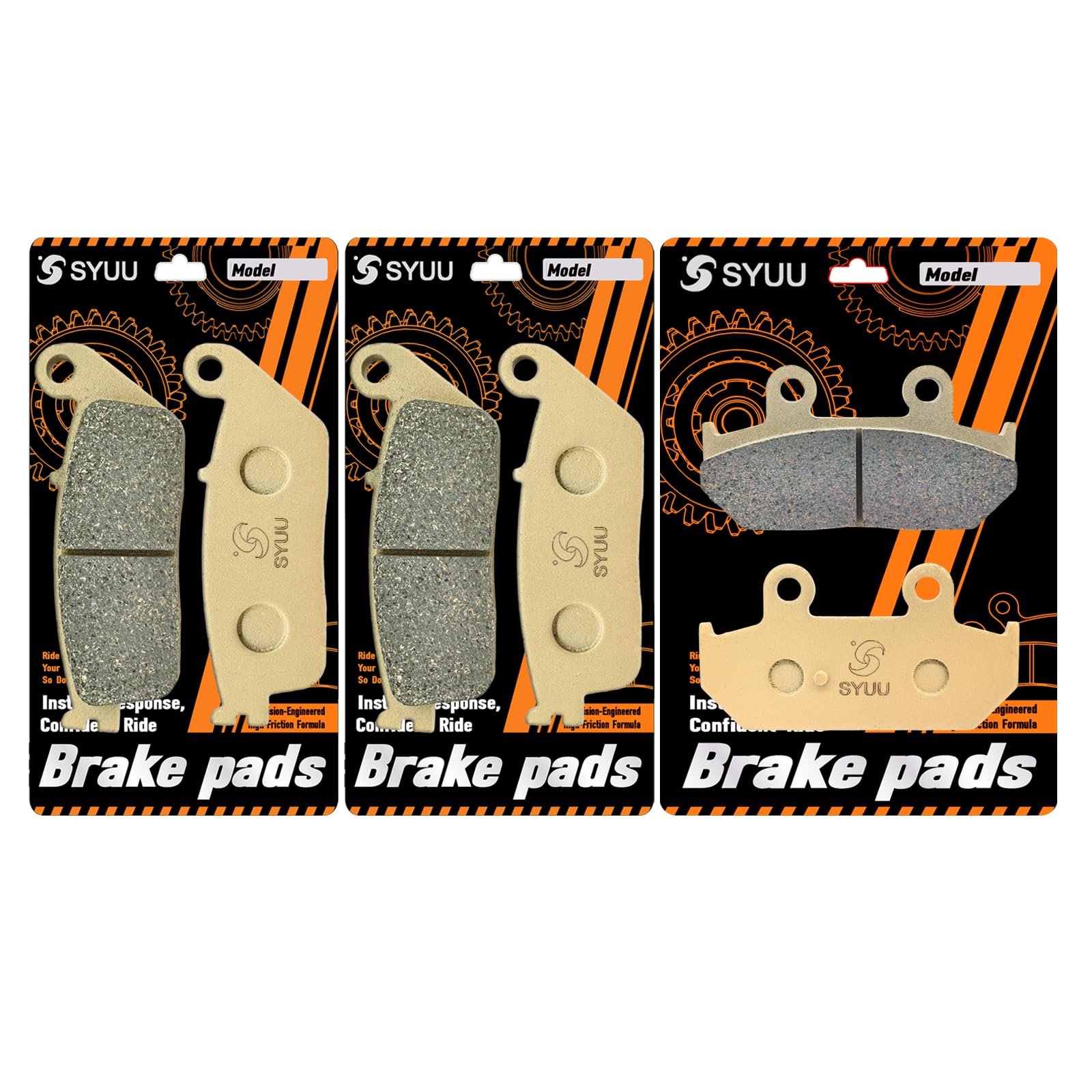 S SYUU Motocicleta Fibra de cobre delantero y trasero Pastillas de freno Compatible con Suzuki Brake Pads AN 650 Burgman Executive/Skywave 2003-2014 FA142F FA412R