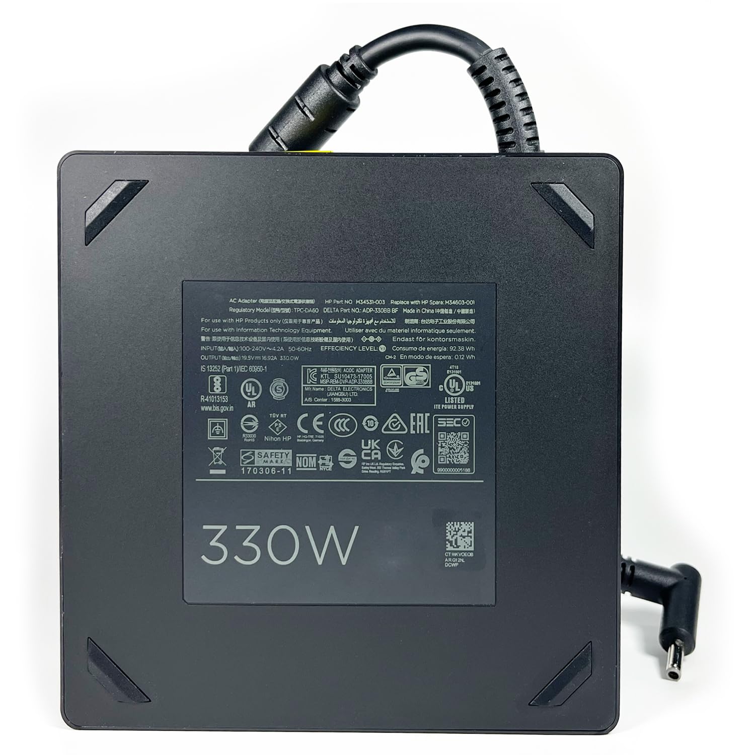 Cargador de 330 W 19,5 V 16,9 A compatible con HP omen 17 17-ck1000 17-ck2000 17-cm2000 RTX 4080 4090 OMEN 7 Plus 17-ck0010nr 17t-ck100 TPN-DA60 TPN-QN-QN 266 Ordenador portátil Adaptador de fuente de
