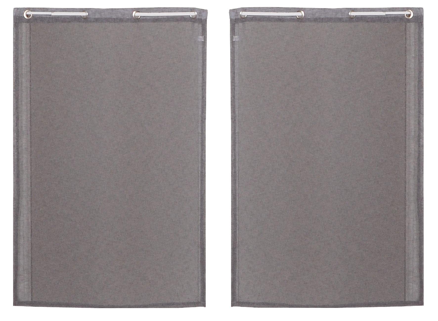 Atout Ciel Pair of Eyelet Curtains 60 x 120 cm Grey Ready to Hang