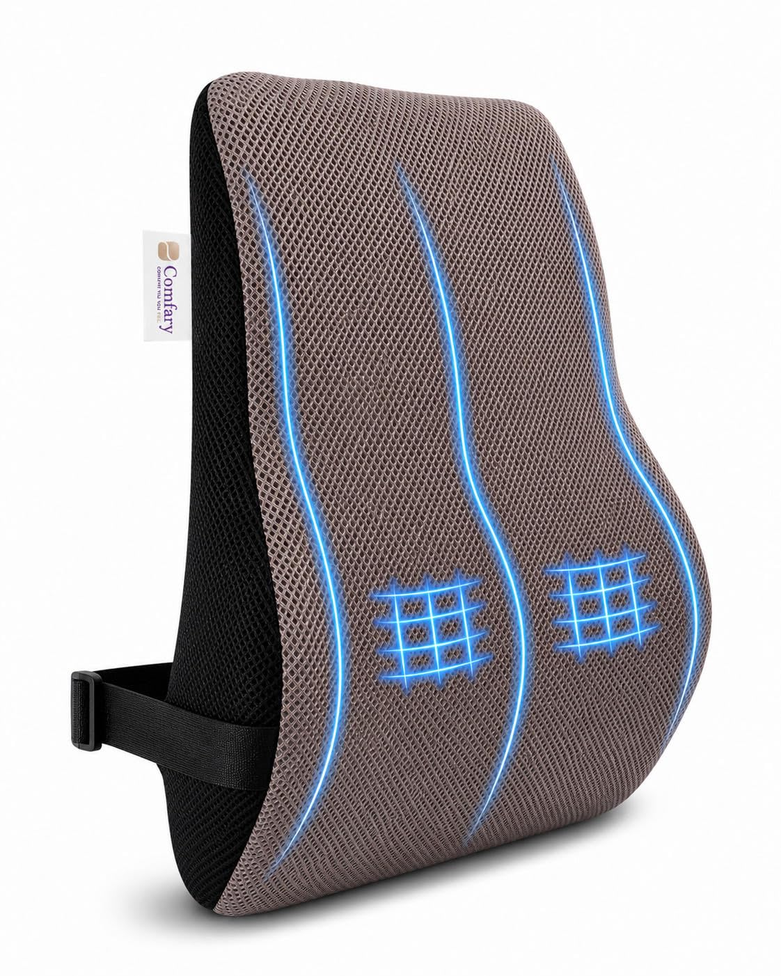 Orthopedic Lumbar Support Cushion for Office Chair with HIGH-Density Memory Foam | Ergonomic Back Support for Lower Back Pain Relief | Adjustable Straps, Ideal for Home, Office & CAR SEAT-image-26