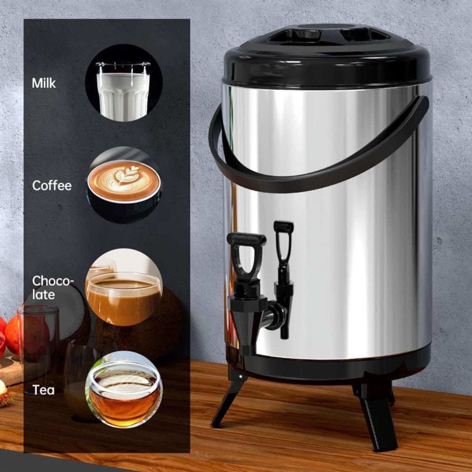 Distributore termico per bevande calde e fredde, in acciaio inox, con beccuccio, per bevande fredde, per tè, per grandi folle, distributore di caffè, 10