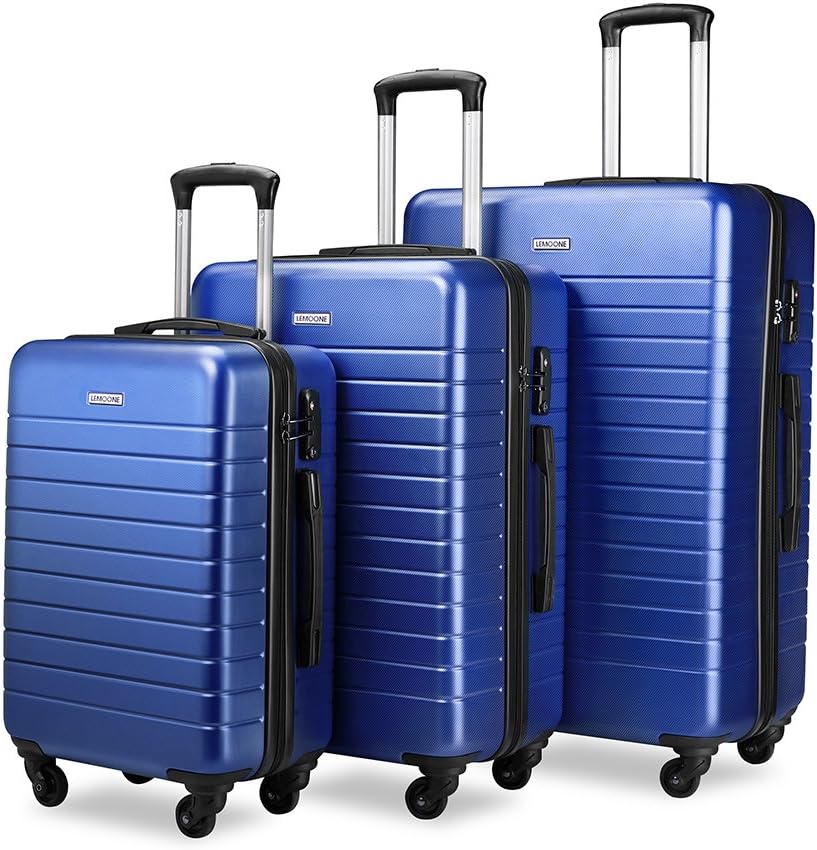 Luggage Sets Spinner Hard Shell Suitcase-3 Piece(20" 24" 28") (BLUE-@)