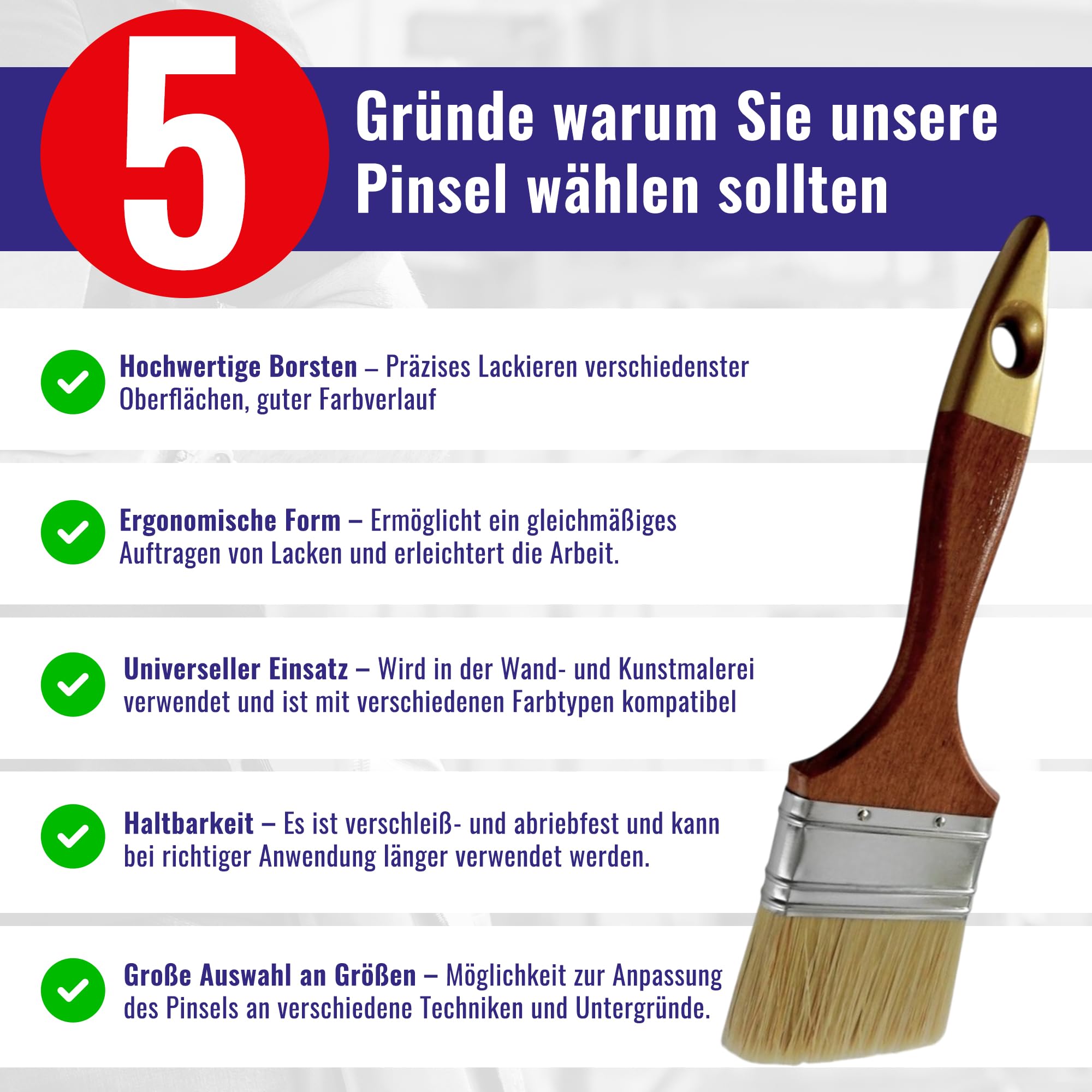 Chle-Mar 10x Pro Maler Pinsel (Flach) 3" für präzises Streichen