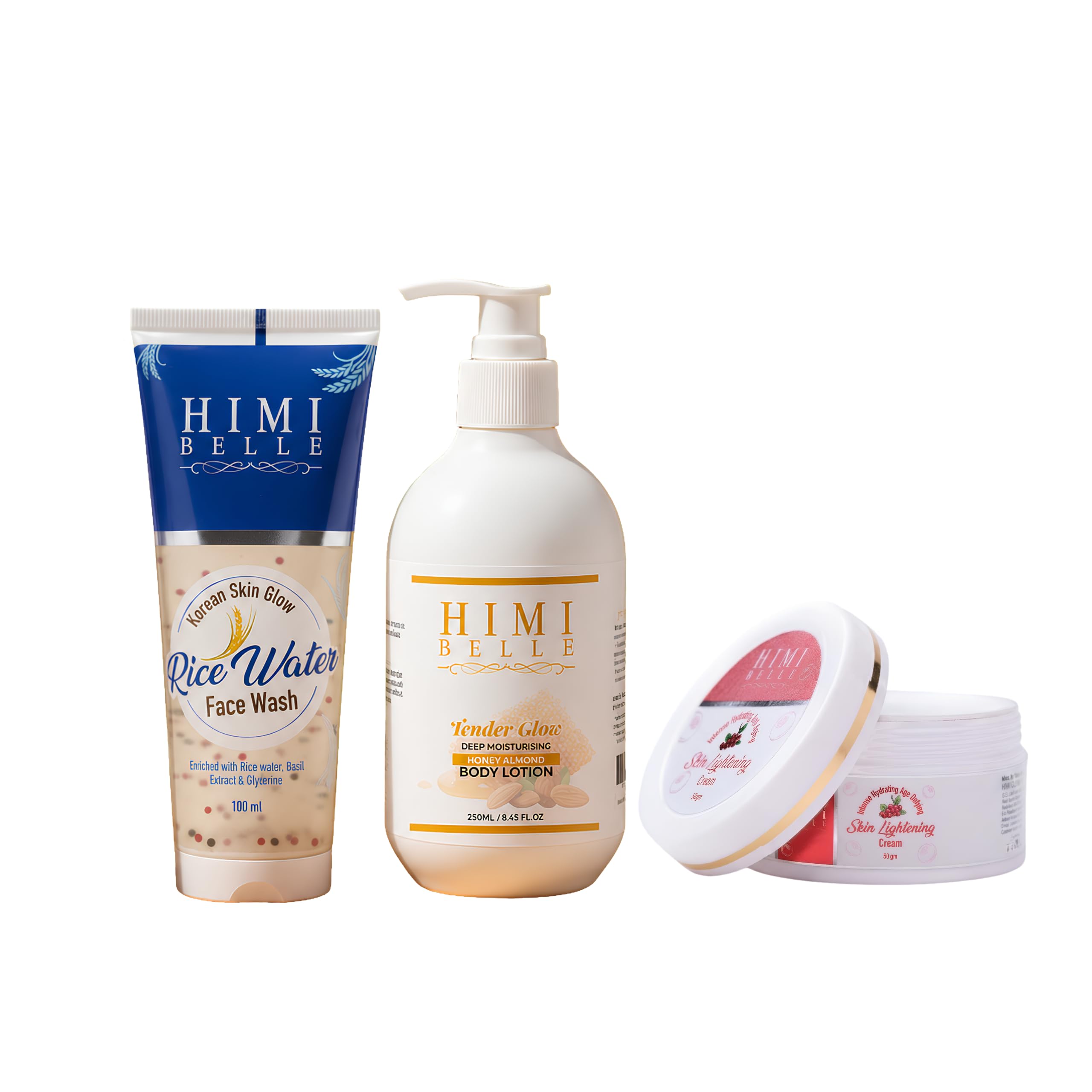 Himi Belle Luminous Glow Set | Rice Water Face Wash | Skin Lightening Cream | Honey and Almond Body Lotion | Brightening Skincare Routine for Radiant Complexion-image-39