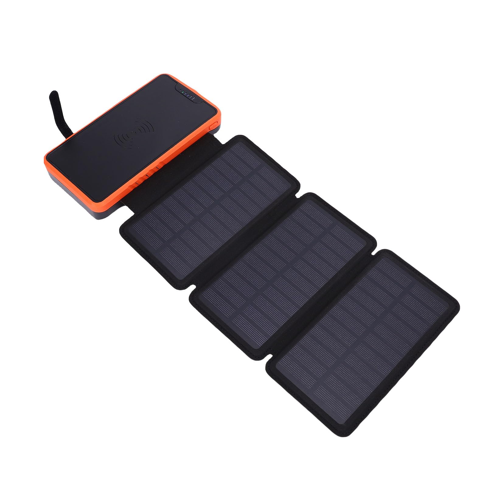 Banco de energía solar inalámbrico, 20.000 mAh, alta eficiencia, con luz LED, doble salida USB para aventuras al aire (naranja)